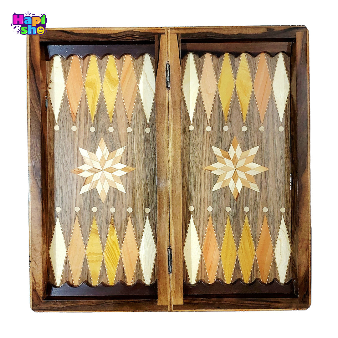 فروش تخته نرد گردو سنندج با معرق کاری و منبت دور مدل 50 سانتی کد 461–تخته نرد