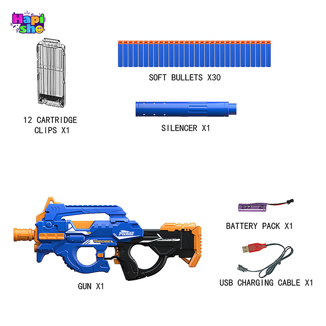  اقلام همراه اسباب بازی تفنگ رگبار تیر فومی بزرگ شارژی مدل FULLY MOTORIZED BLASTER–اسباب بازی 