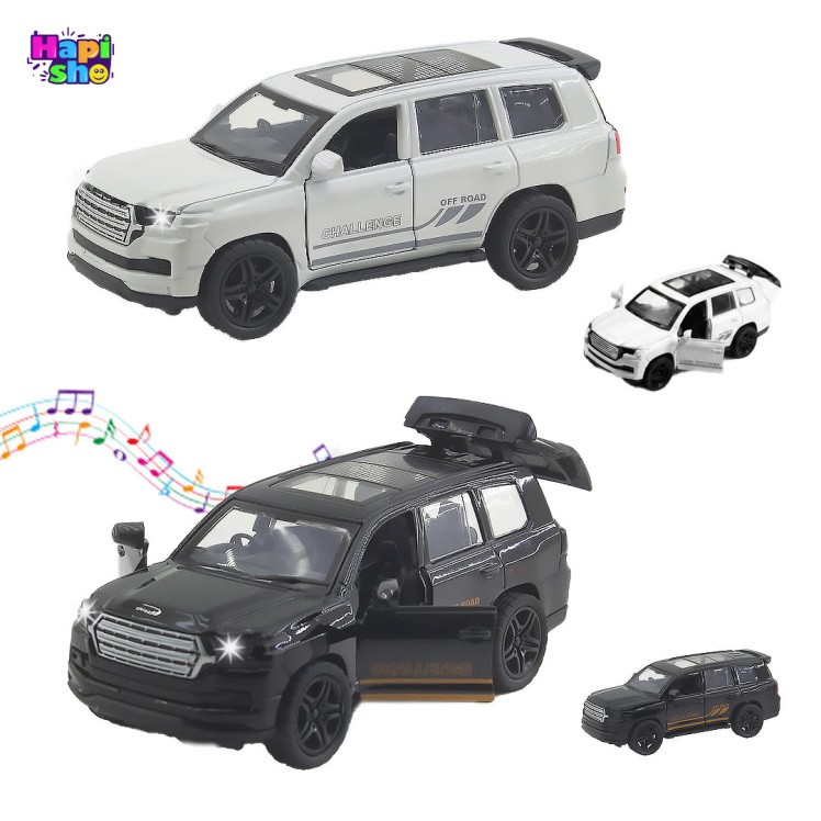 ماشین فلزی عقب کش تویوتا لندکروز موزیکال چراغ‌دار METAL SCALE MODEL