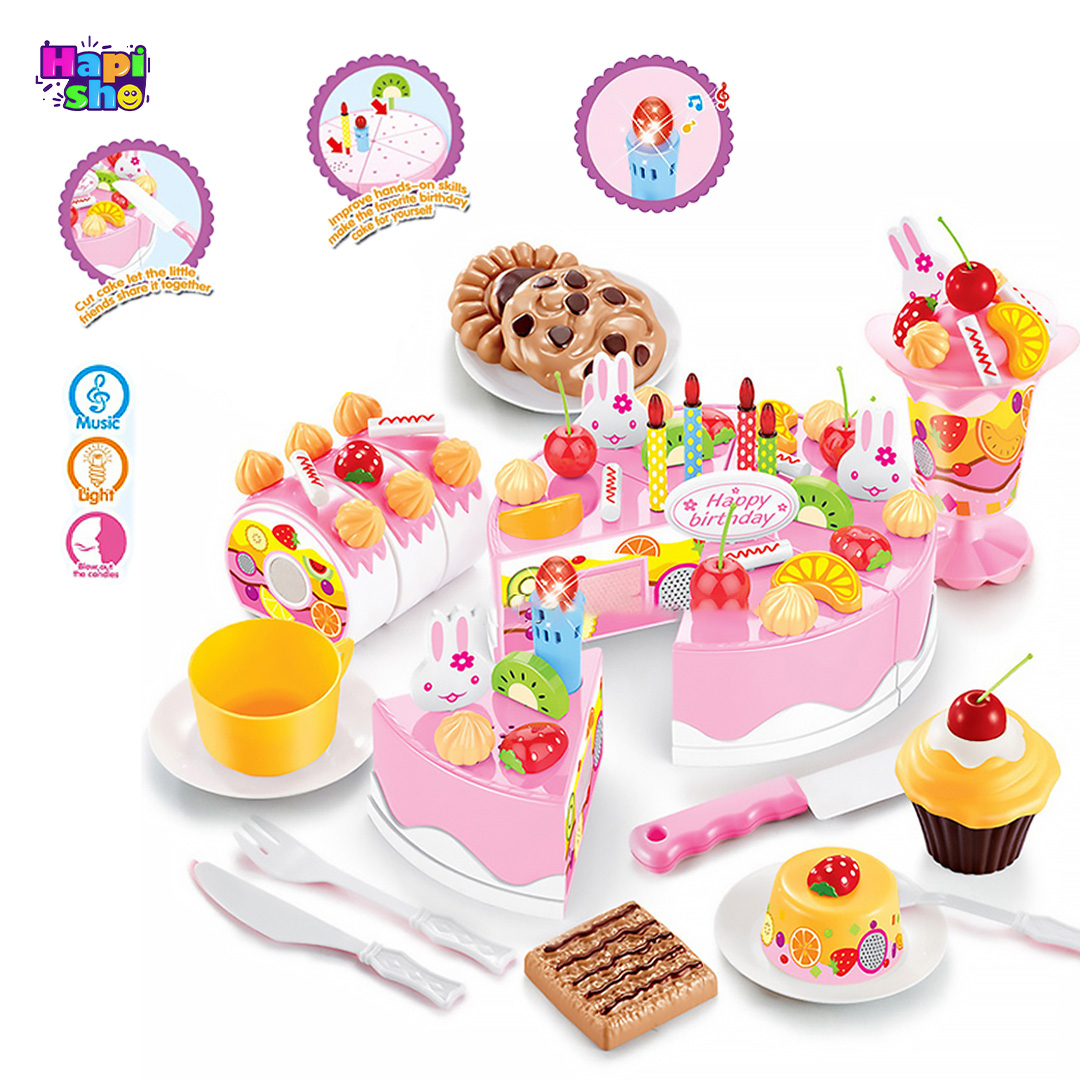 قیمت اسباب بازی کیک تولد موزیکال چراغ دار 75 تکه مدل DIY Cake