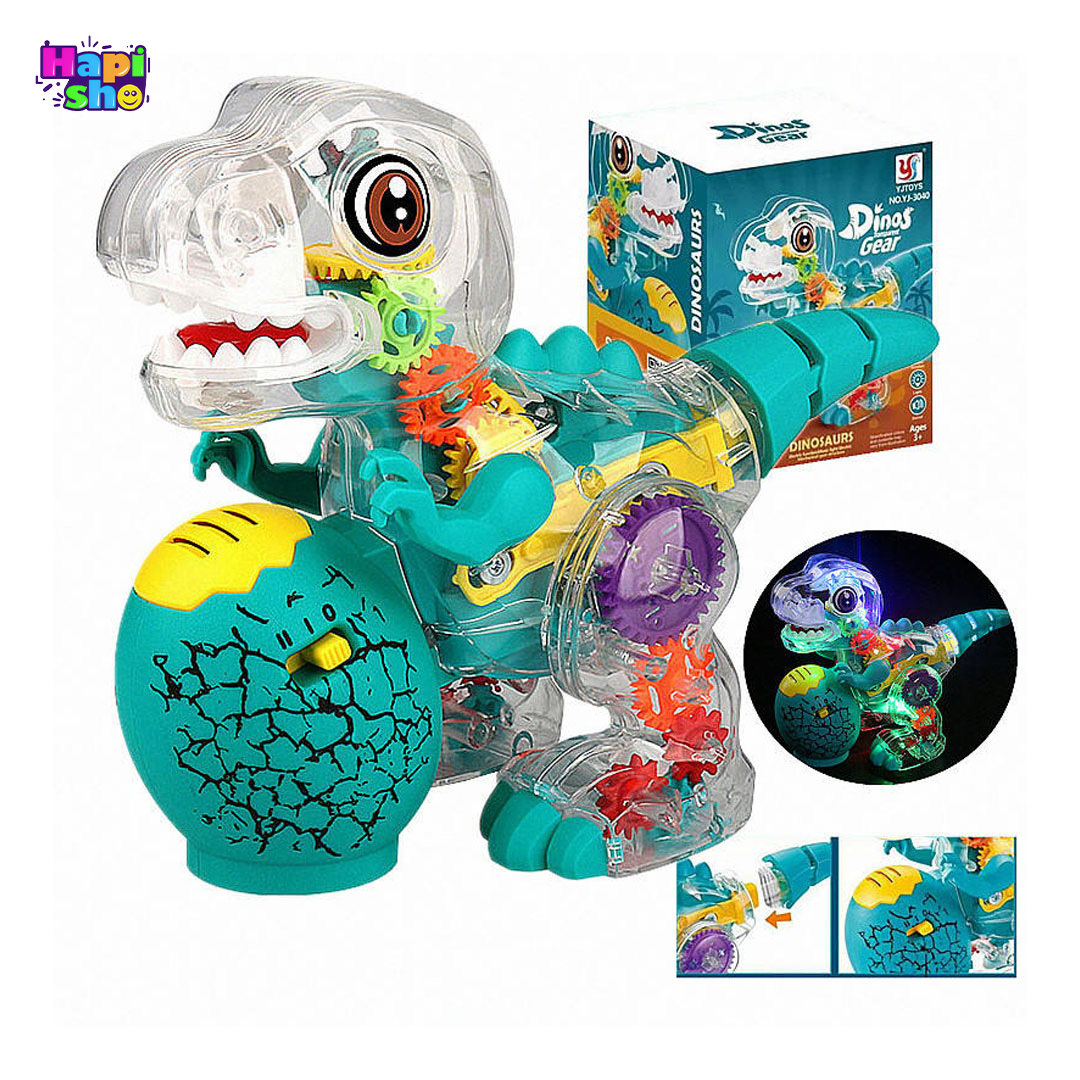  قیمت اسباب بازی موزیکال متحرک دایناسور چراغ‌دار مدل Dinos Transparent Gear–اسباب بازی 