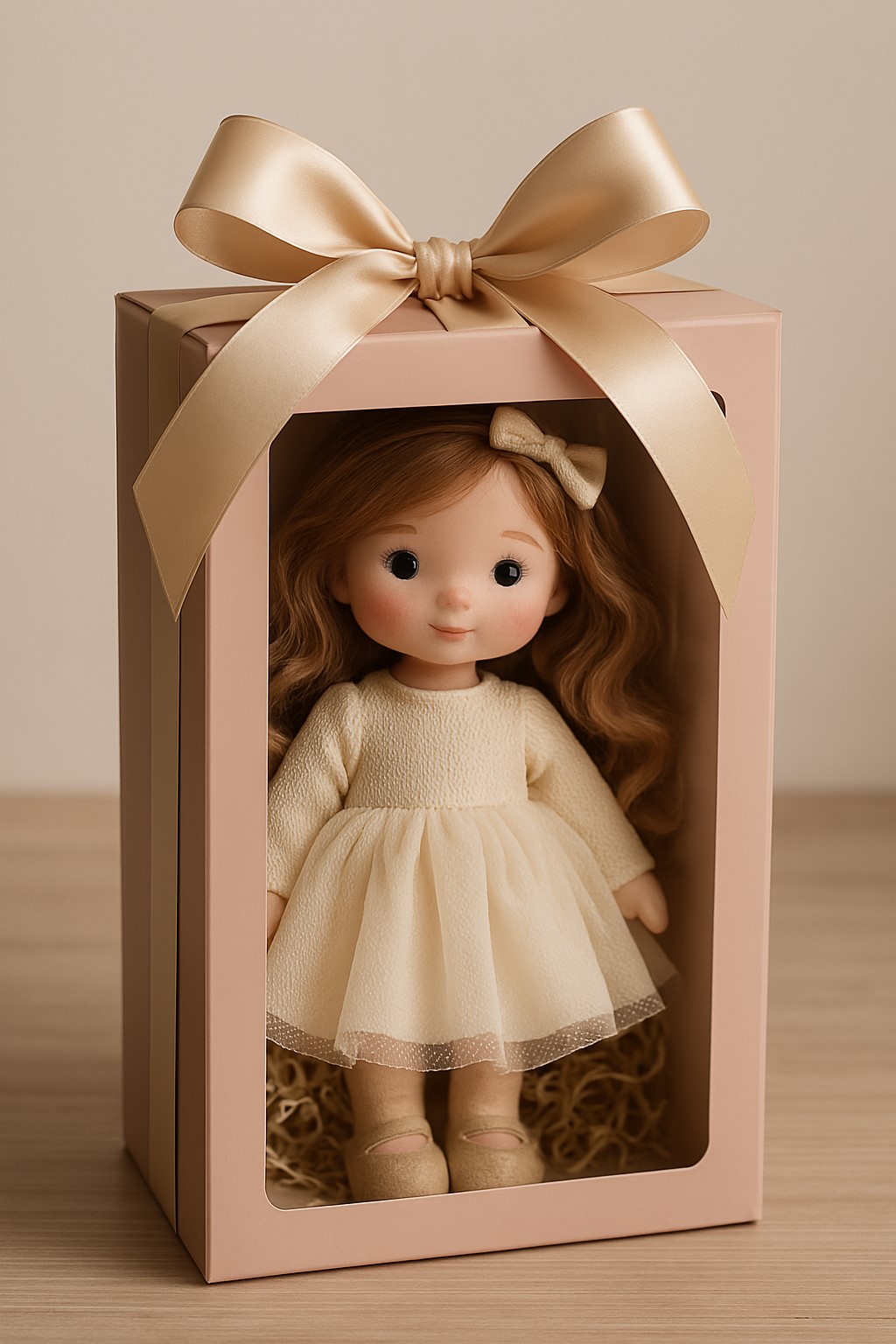 عروسک دخترانه در بستهبندی کادویی شیک برای کادو تولد