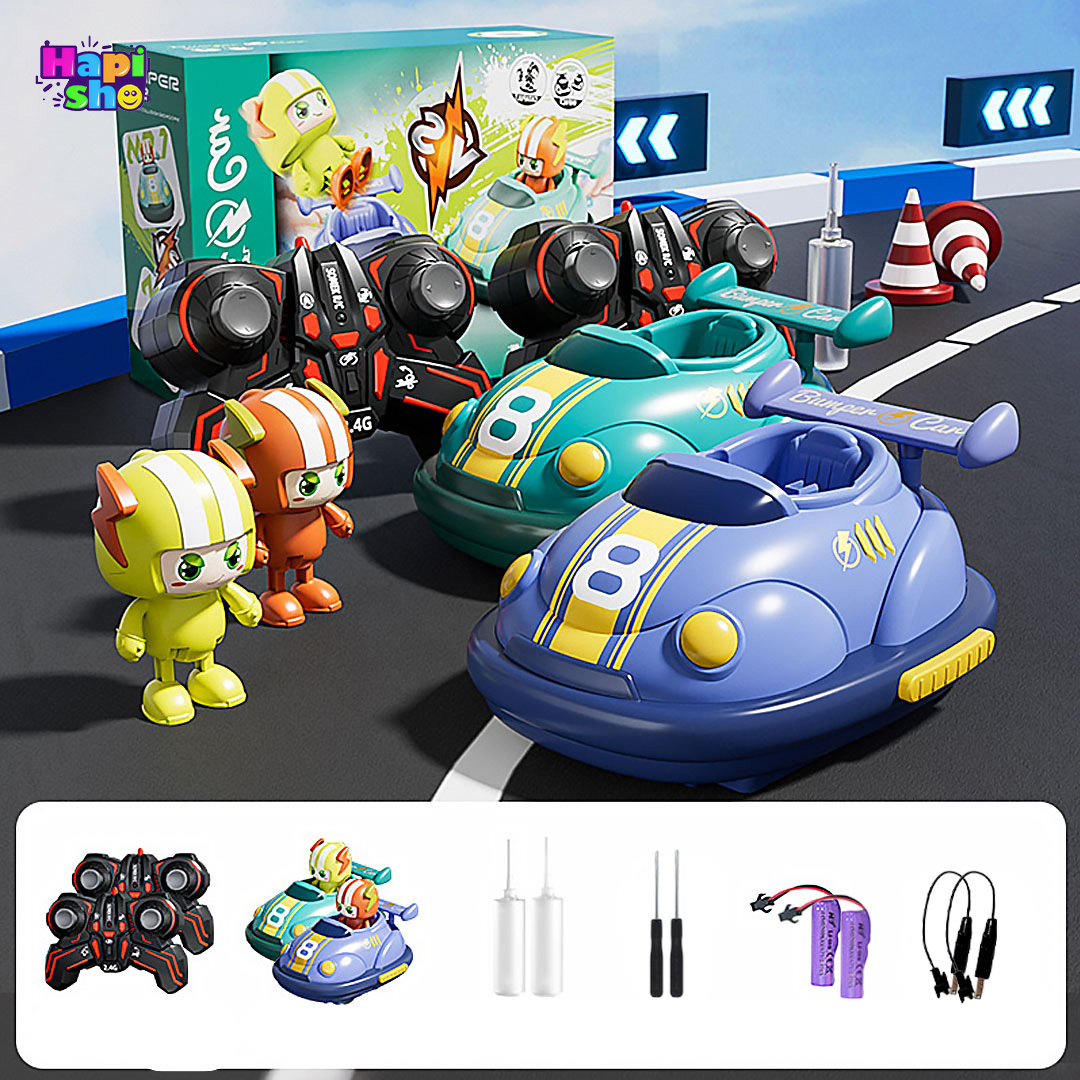  باتری شارژی و لوازم جانبی ماشین کنترلی مبارزی دودزا موزیکال ست دو عددی مدل BUMPER CAR–اسباب بازی 