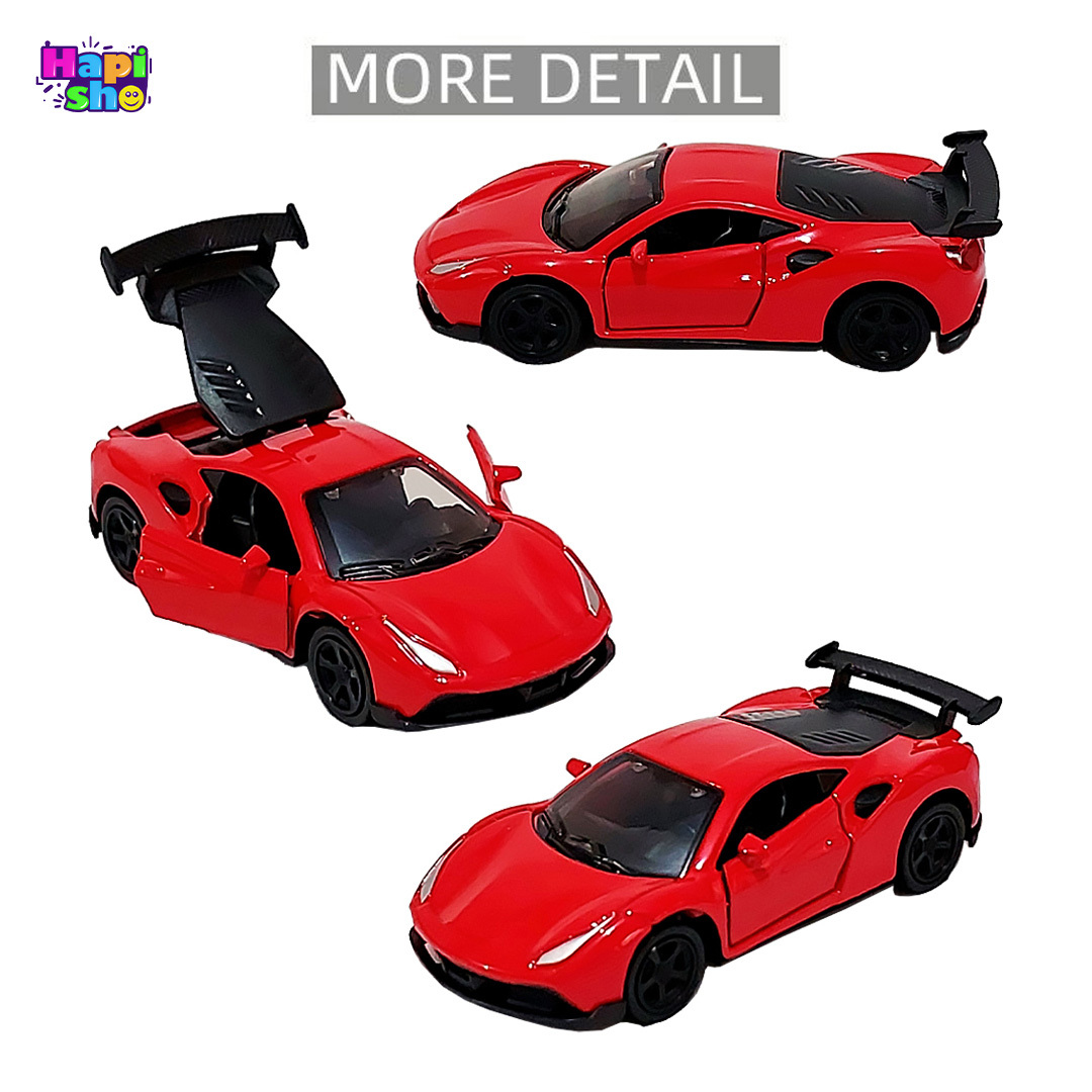  رنگ قرمز ماشین فلزی عقب‌کش خارجی درب‌بازشو ست ۴ عددی Top Racing Car Series 