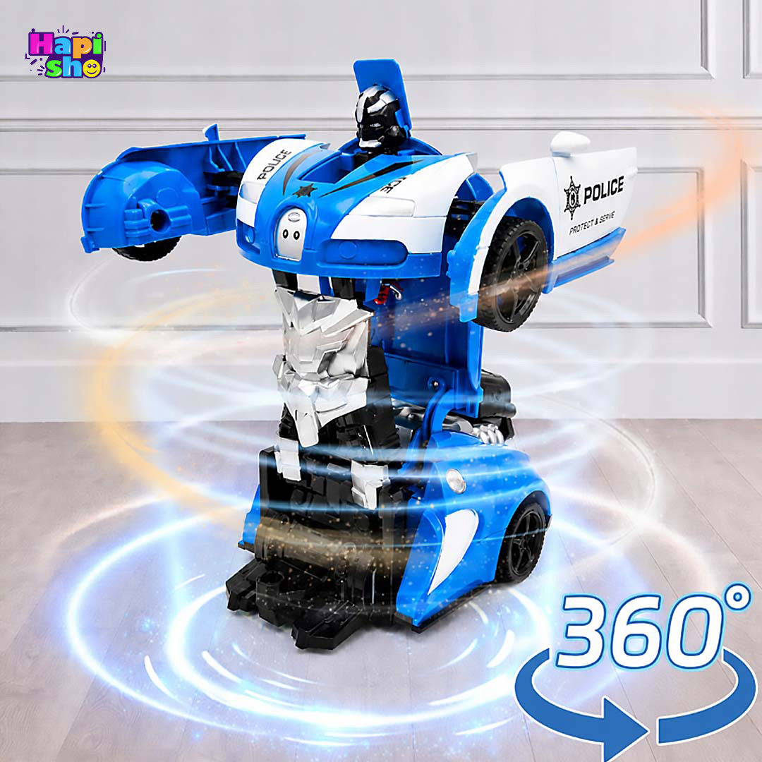 قابلیت چرخش 360 درجه ماشین کنترلی پلیس دودزا با قابلیت تبدیل به ربات مدل CAR ROBOT