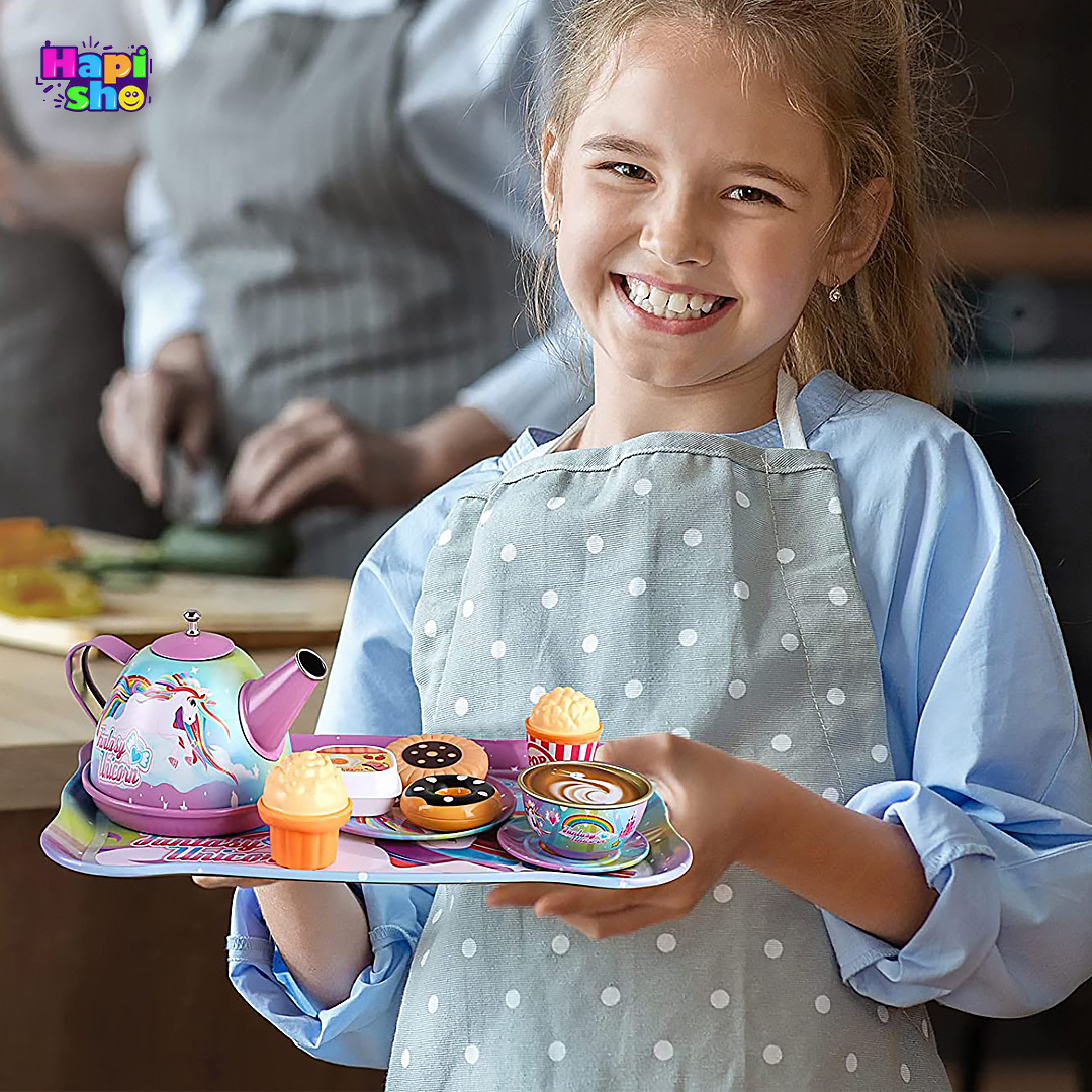  خرید آنلاین اسباب بازی ست چای خوری فلزی 15 تکه مدل اسب پونی تک شاخ Refined Tea Set–اسباب بازی 