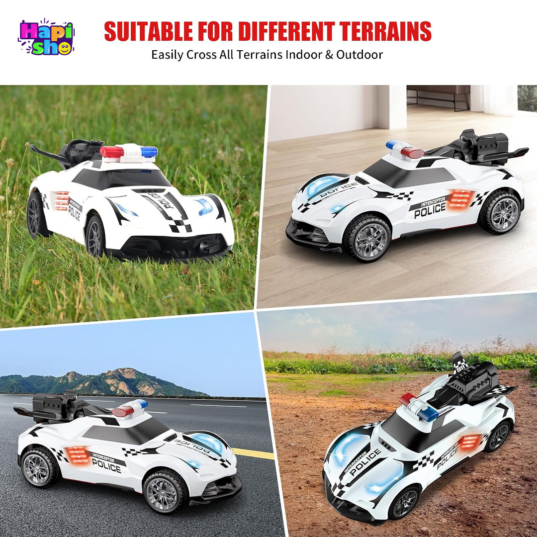  خرید اینترنتی ماشین کنترلی دودزا شارژی پلیس با چراغ ال‌ای‌دی مدل STUNT SPARY CAR–اسباب بازی 