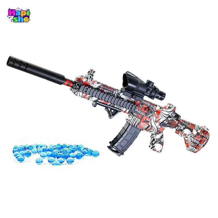 تفنگ تیر ژله ای شارژی رگباری حرفه ای بزرگ با عینک مخصوص_اسباب بازی