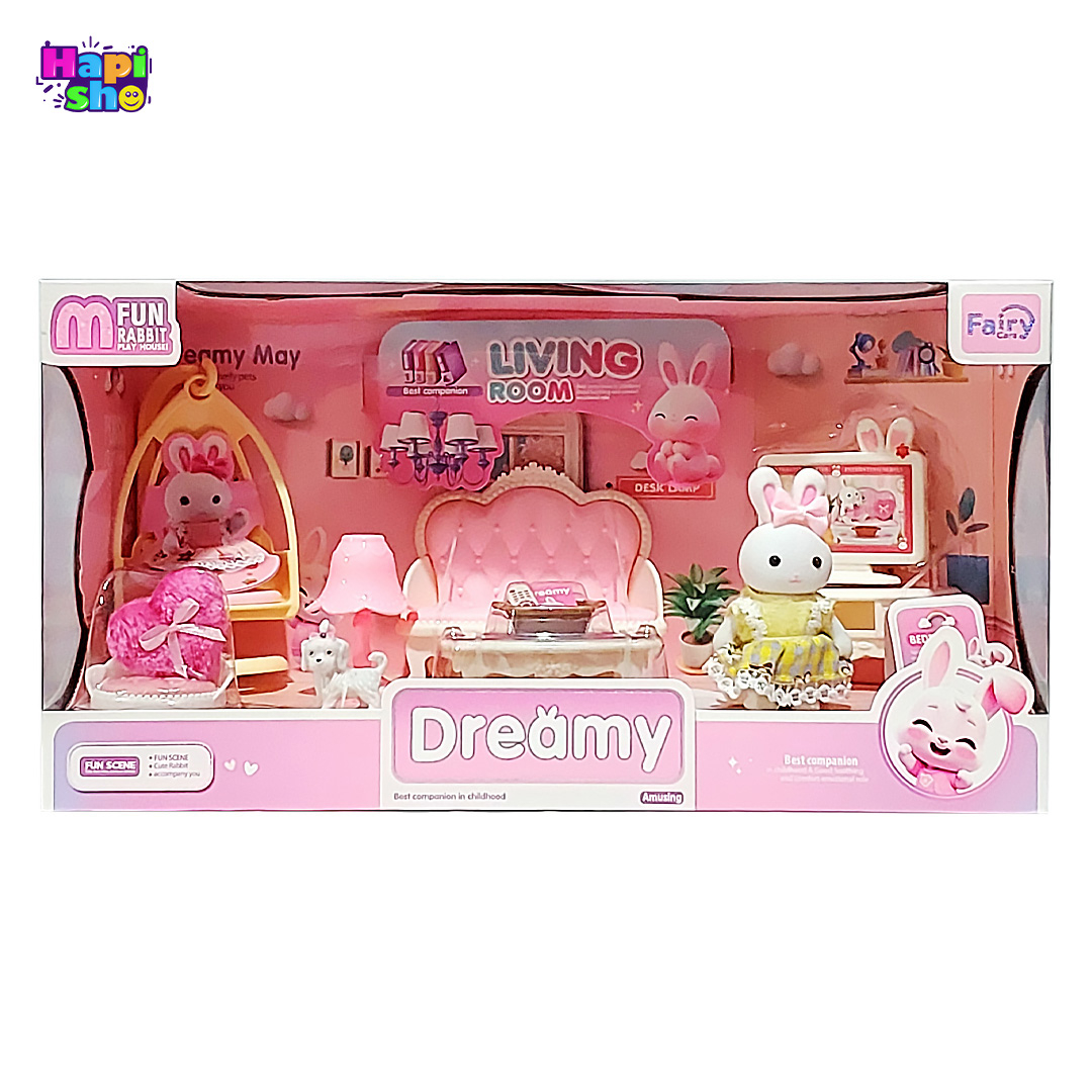  اسباب بازی خانه عروسکی خرگوش مدل اتاق نشیمن با وسایل Living Room 