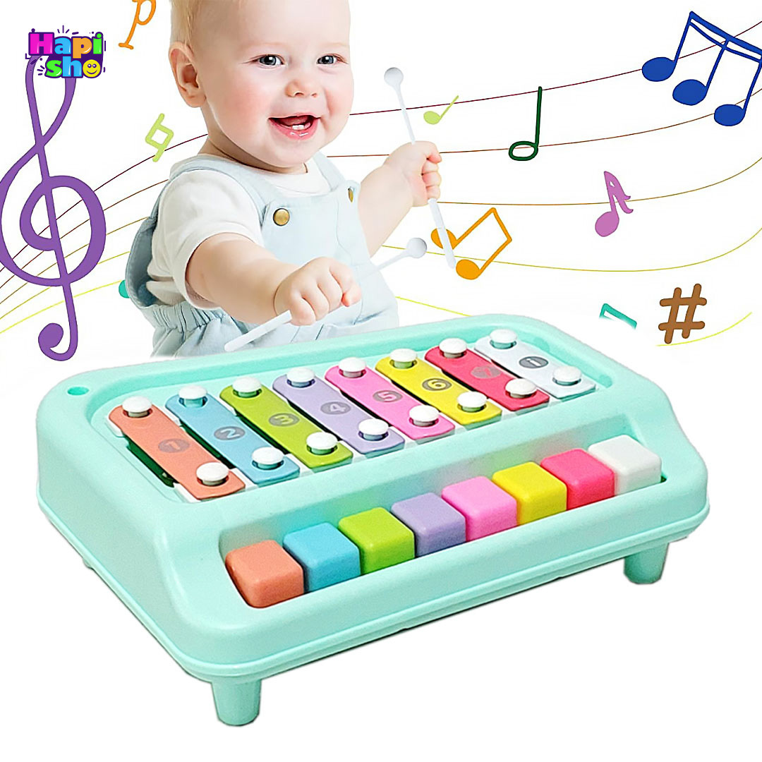  خرید اسباب بازی پیانو و بلز دو کاره 8 کلید مدل Puzzle Music Training Toy–اسباب بازی 