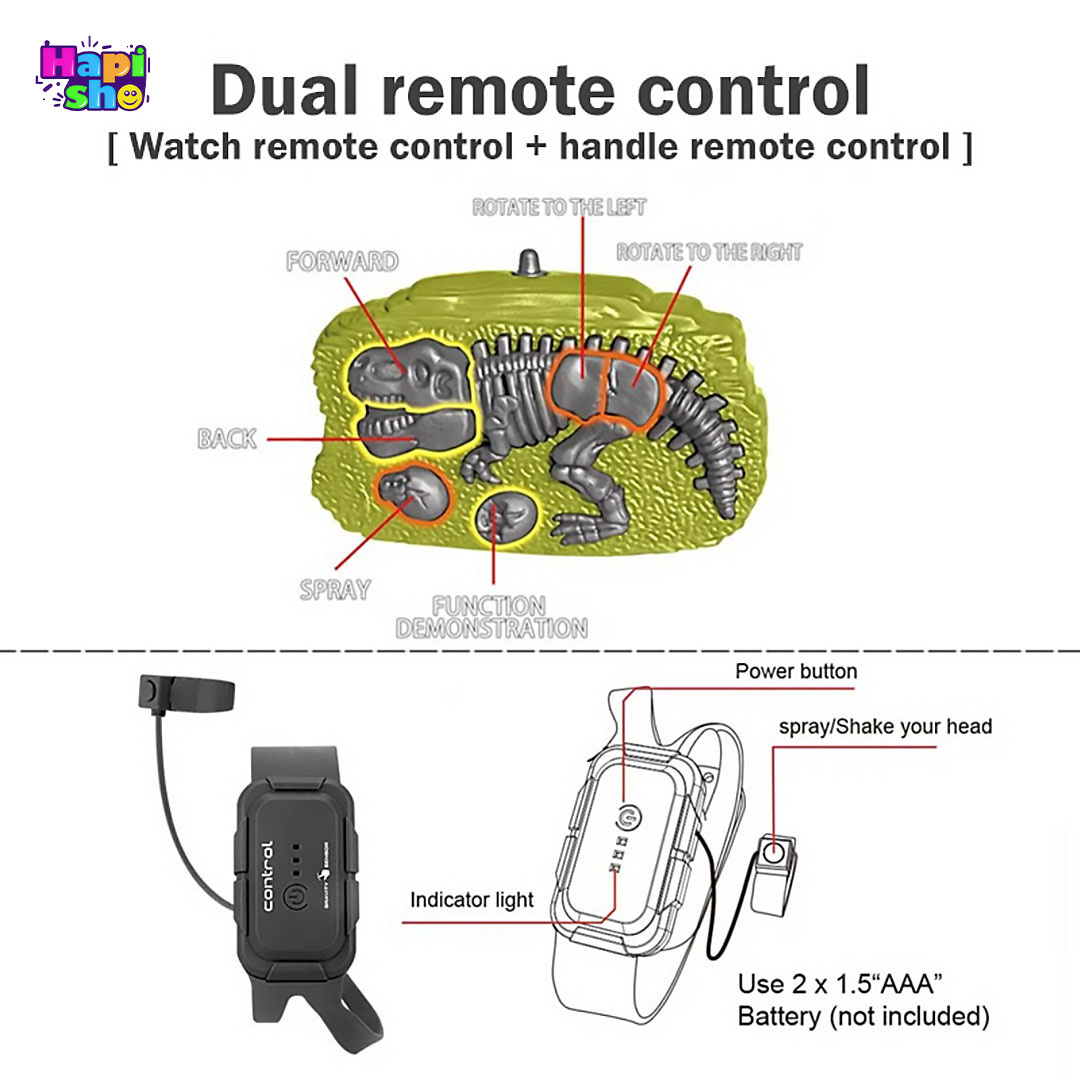  عملکرد ریموت کنترل های دایناسور کنترلی تیرکس دودزا ۲ ریموته مدل DINOSAUR WORLD 