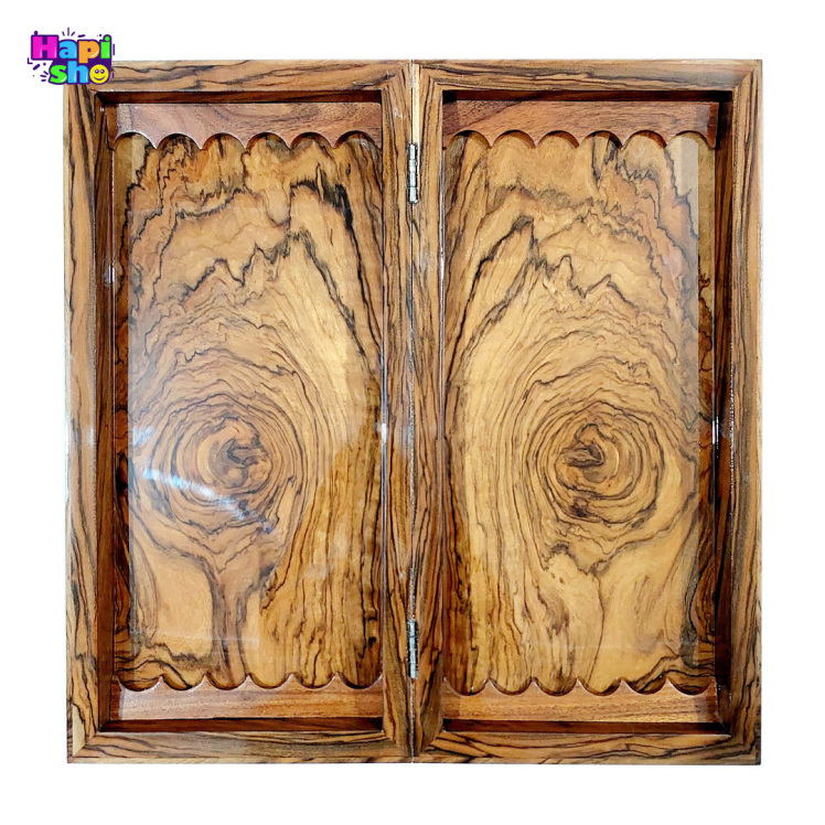 تخته نرد اصل تمام ریشه گردو سنندج طرح ابر و باد با صفحه شطرنج 50 سانتی کد 372–تخته نرد