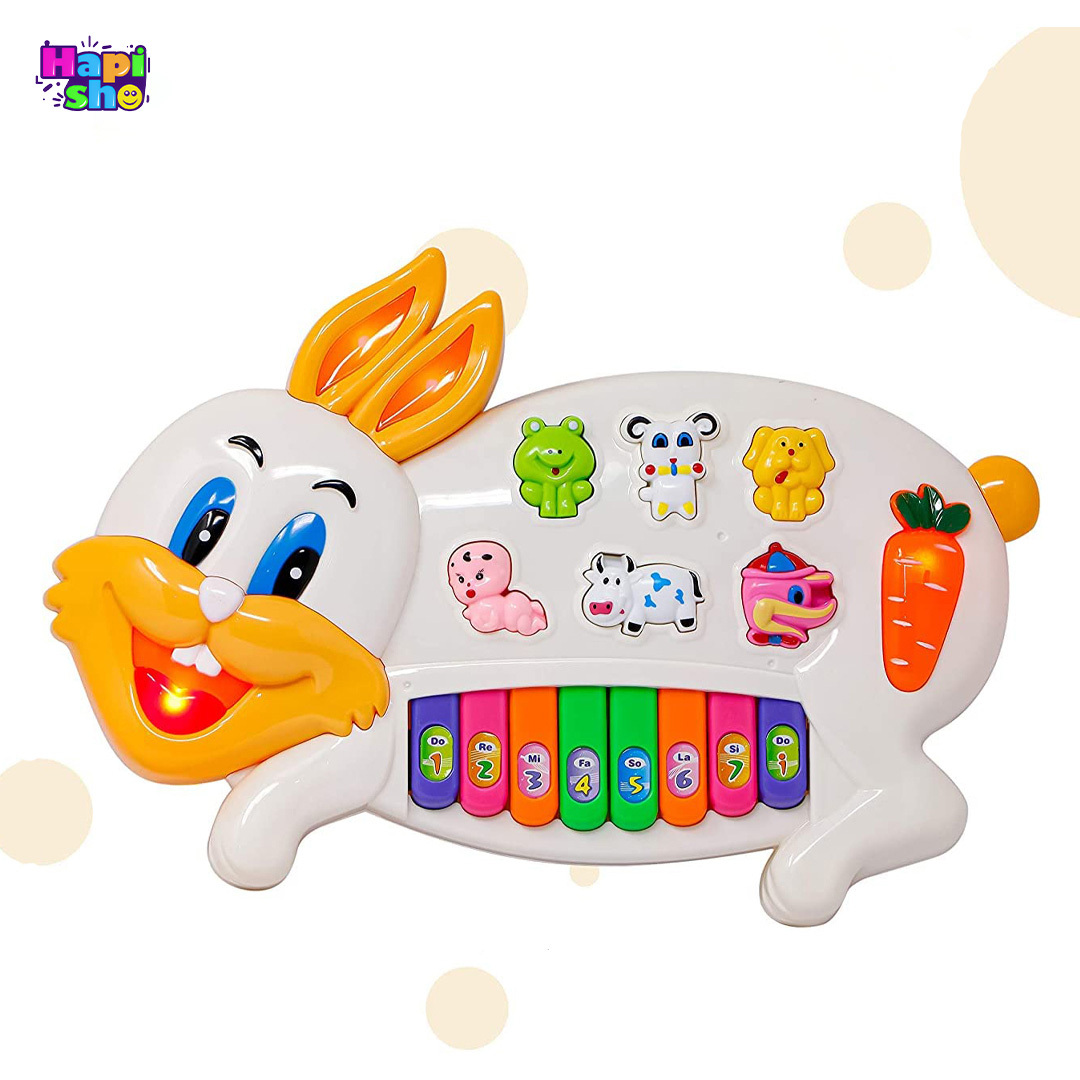  خرید پیانو اسباب بازی کودک موزیکال با چراغ مدل خرگوش Rabbit Piano–اسباب بازی 