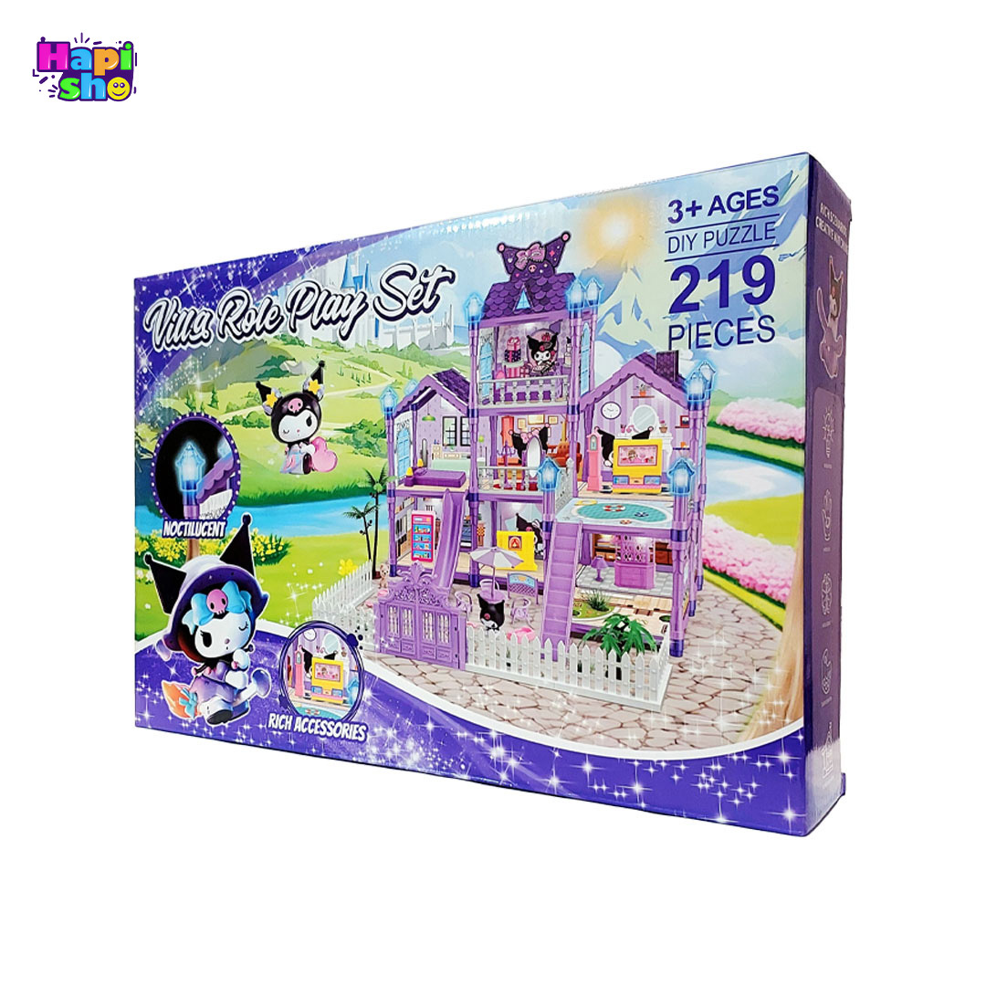 قیمت اسباب بازی خانه عروسکی کرومی ۳ طبقه چراغدار مدل Villa Rol Play Set