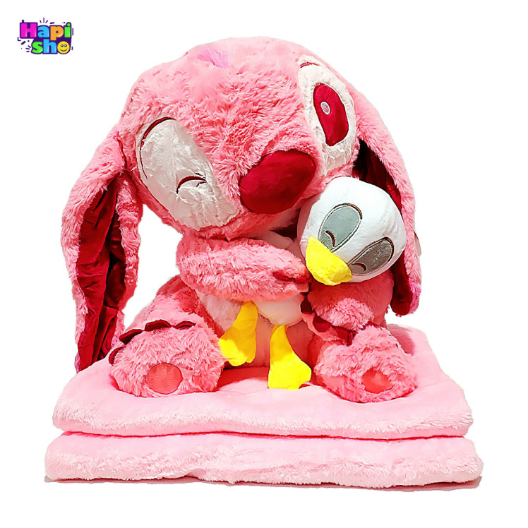 عروسک استیج صورتی پتودار خارجی مدل عروسک به دست با ارتفاع 40 سانتی متر–عروسک پولیشی