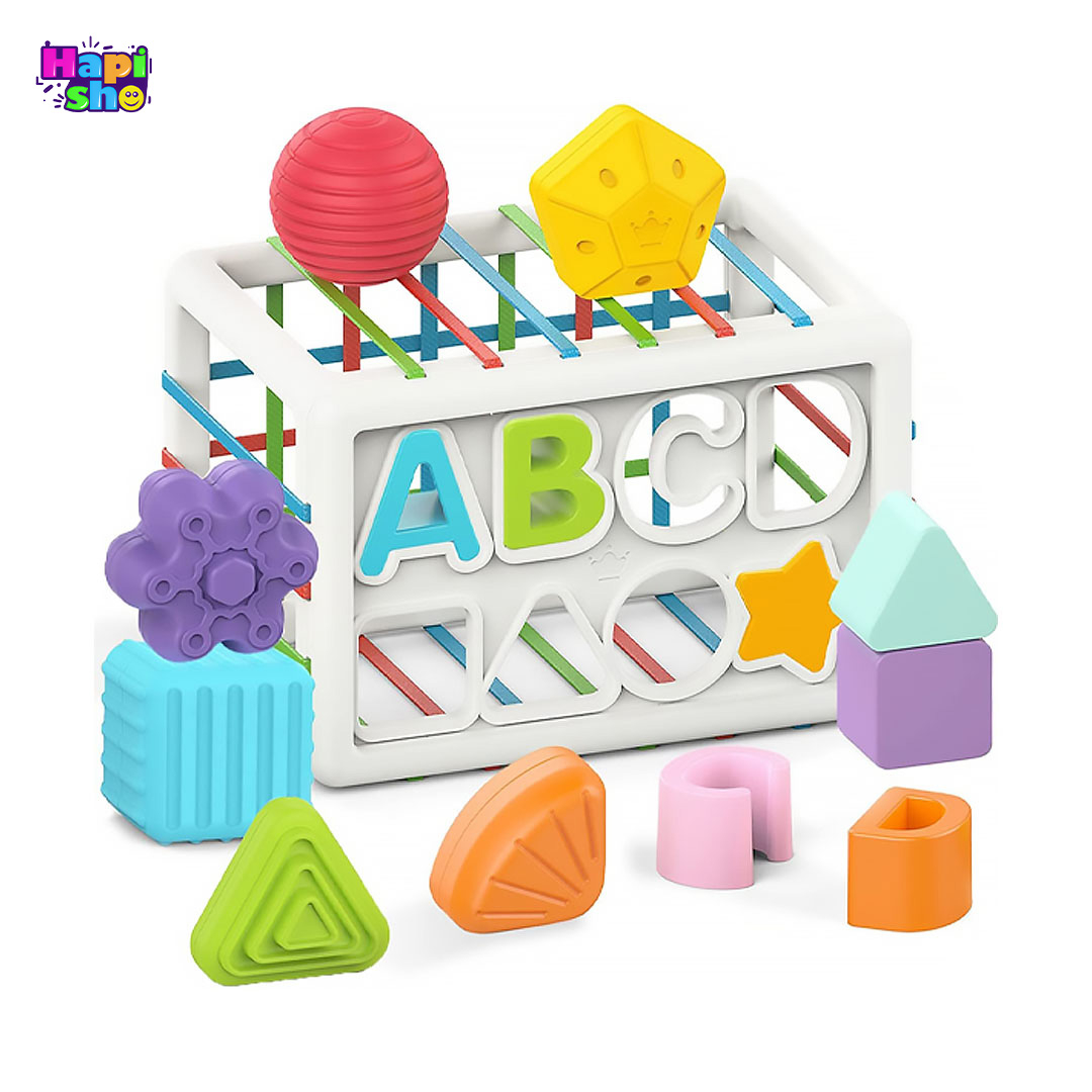  فروش اسباب بازی مکعب هوش هانگر جایگذاری اشکال و حروف SHAPE SORTING BABY TOY 
