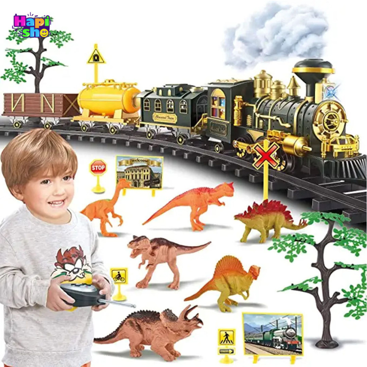 قطار اسباب بازی بزرگ کنترلی دودزا با فیگور حیوانات مدل Classical Train_اسباب بازی