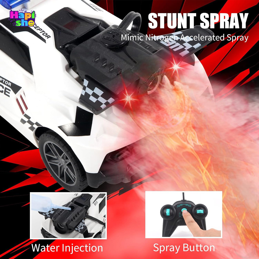  بهترین ماشین کنترلی دودزا شارژی پلیس با چراغ ال‌ای‌دی مدل STUNT SPARY CAR–اسباب بازی 