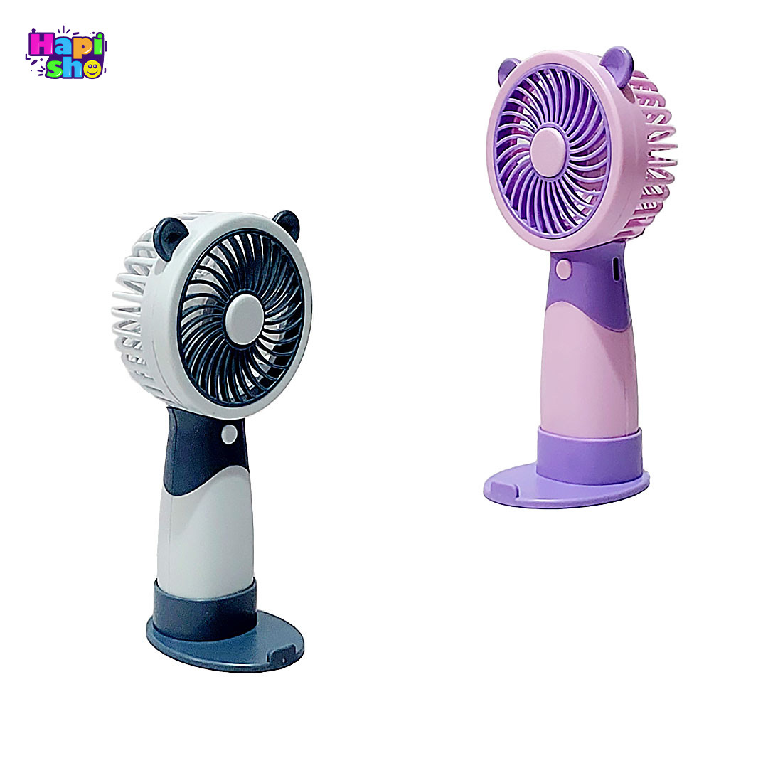  فروش پنکه دستی فانتزی شارژی با پایه و 3 حالت دور فن DESKTOP & HANDELD FAN–اکسسوری کودک 