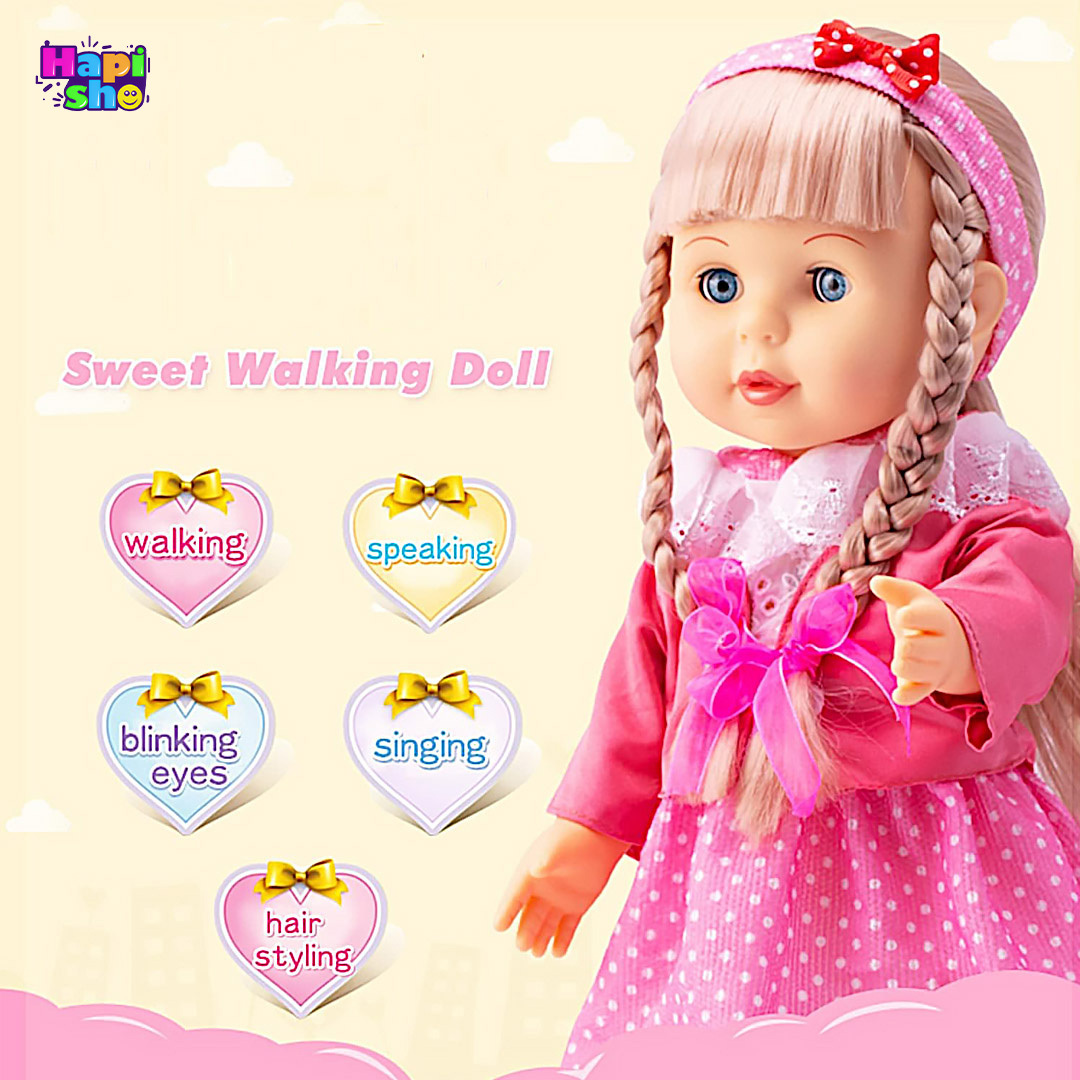  فروش عروسک دخترانه راه‌رونده سخنگو با واکنش به کف زدن Belinda Walking Doll–اسباب بازی 