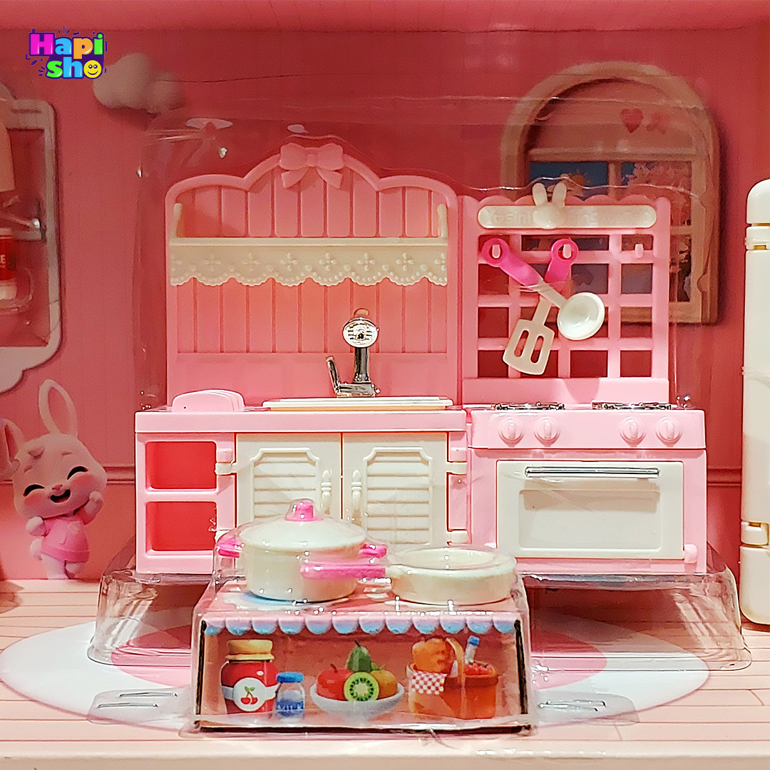  کابینت و سینک ست اسباب بازی خانه خرگوش مدل آشپزخانه با وسایل FUN RABBIT PLAY HOUSE 