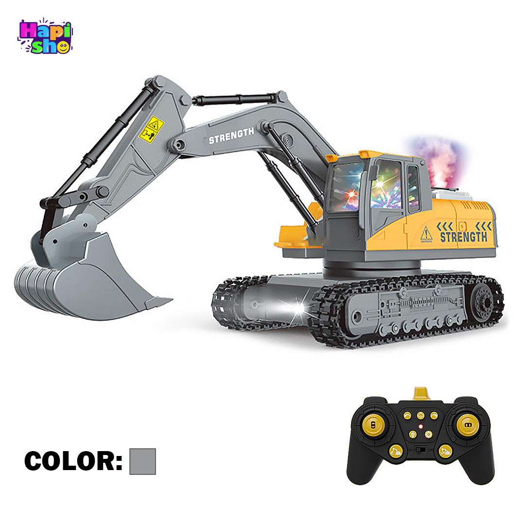 فروش اسباببازی بیل مکانیکی کنترلی شارژی دودزا با چراغ و صدا واقعی EXCAVATOR