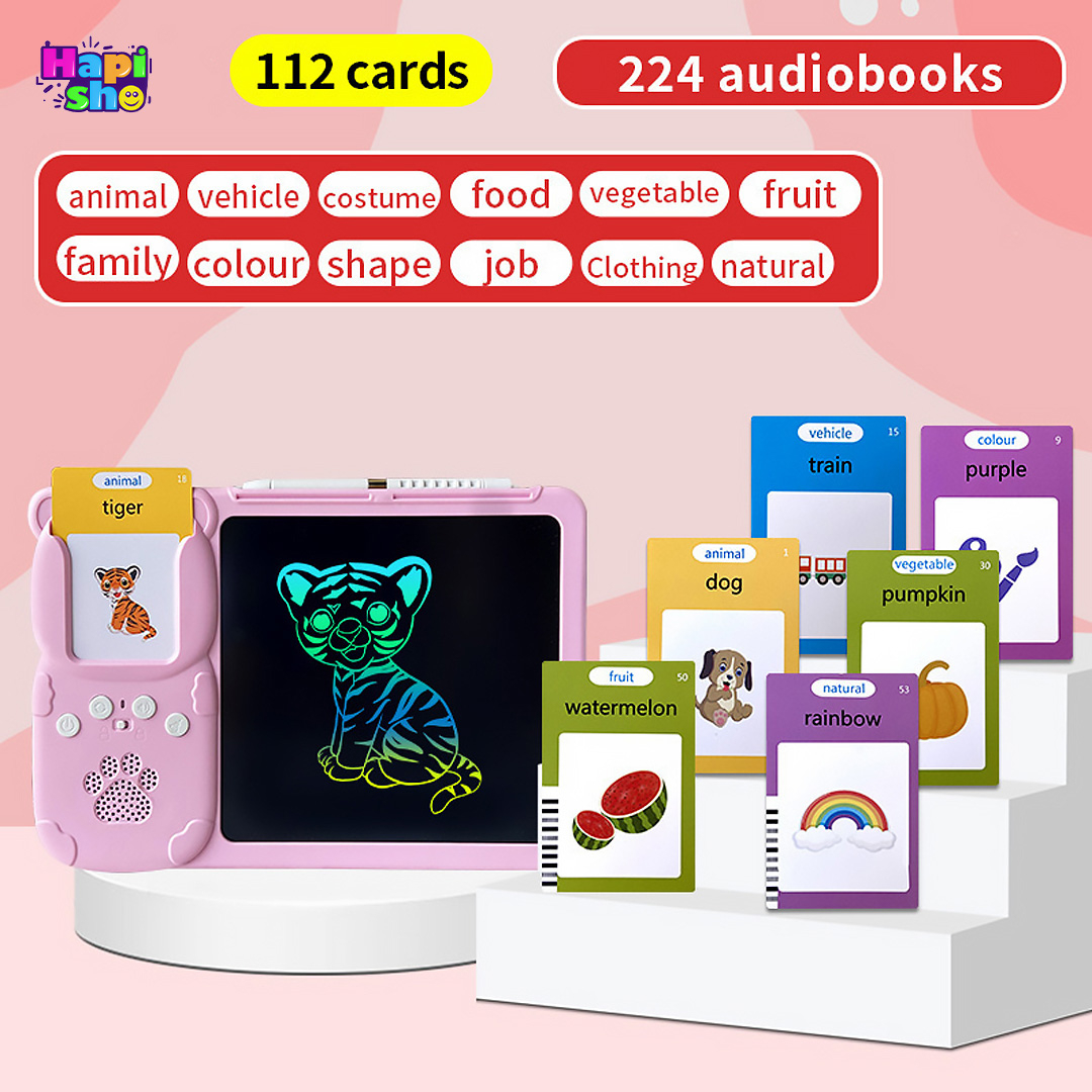 112 عدد کارت فلش کارت آموزشی زبان انگلیسی کودکان موزیکال با تبلت جادویی نقاشی