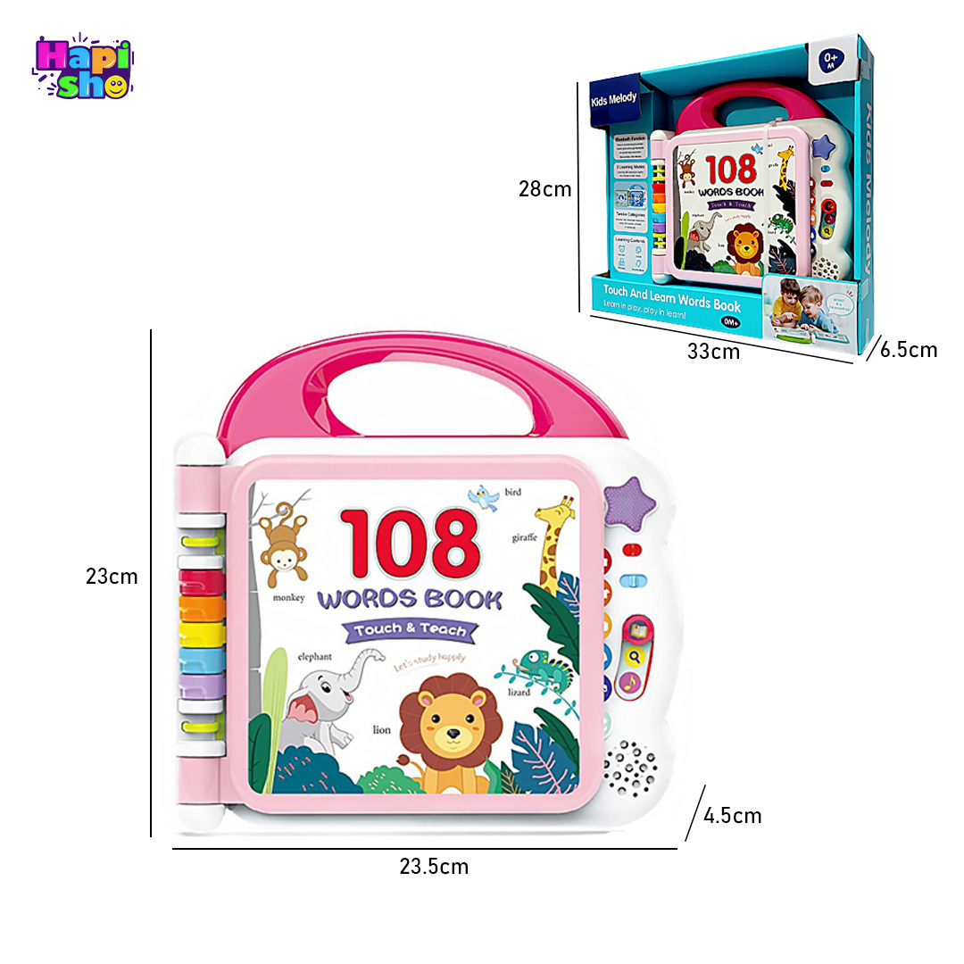  ابعاد و اندازه اسباب بازی کتاب موزیکال آموزشی با بلوتوث و 108 کلمه انگلیسی Kid Melody–اسباب بازی 