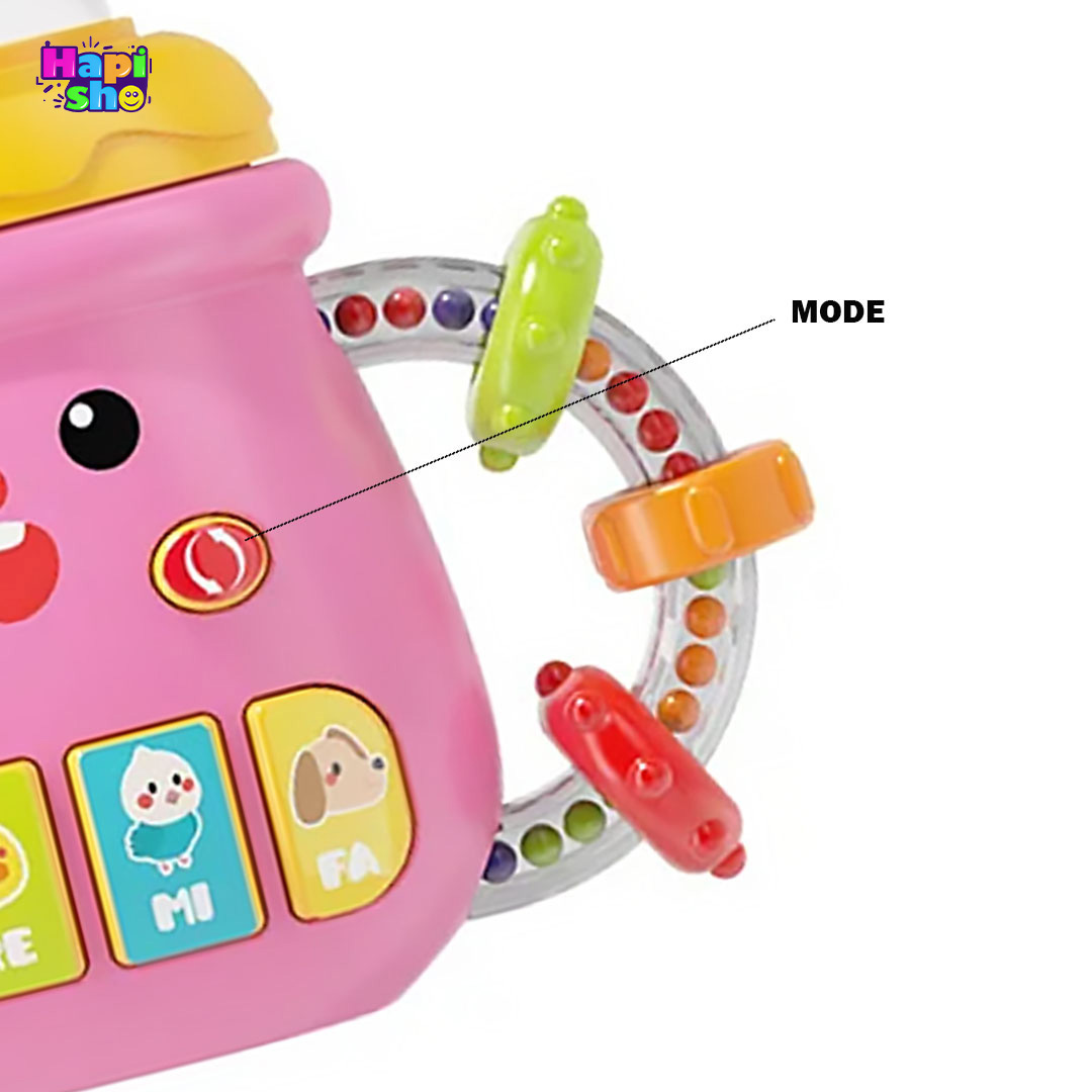  حلقه های کناری دست ورزی جغجغه و دندانگیر موزیکال مدل شیشه شیر با طرح جوجه BABY BOTTLE 