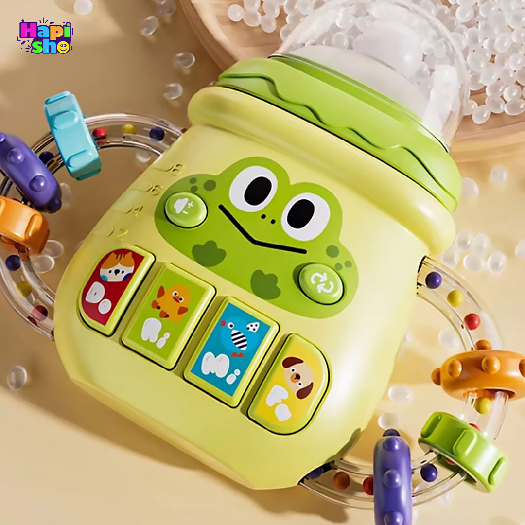  خرید آنلاین جغجغه و دندانگیر موزیکال مدل شیشه شیر با طرح قورباغه CARTOON BOTTLE 