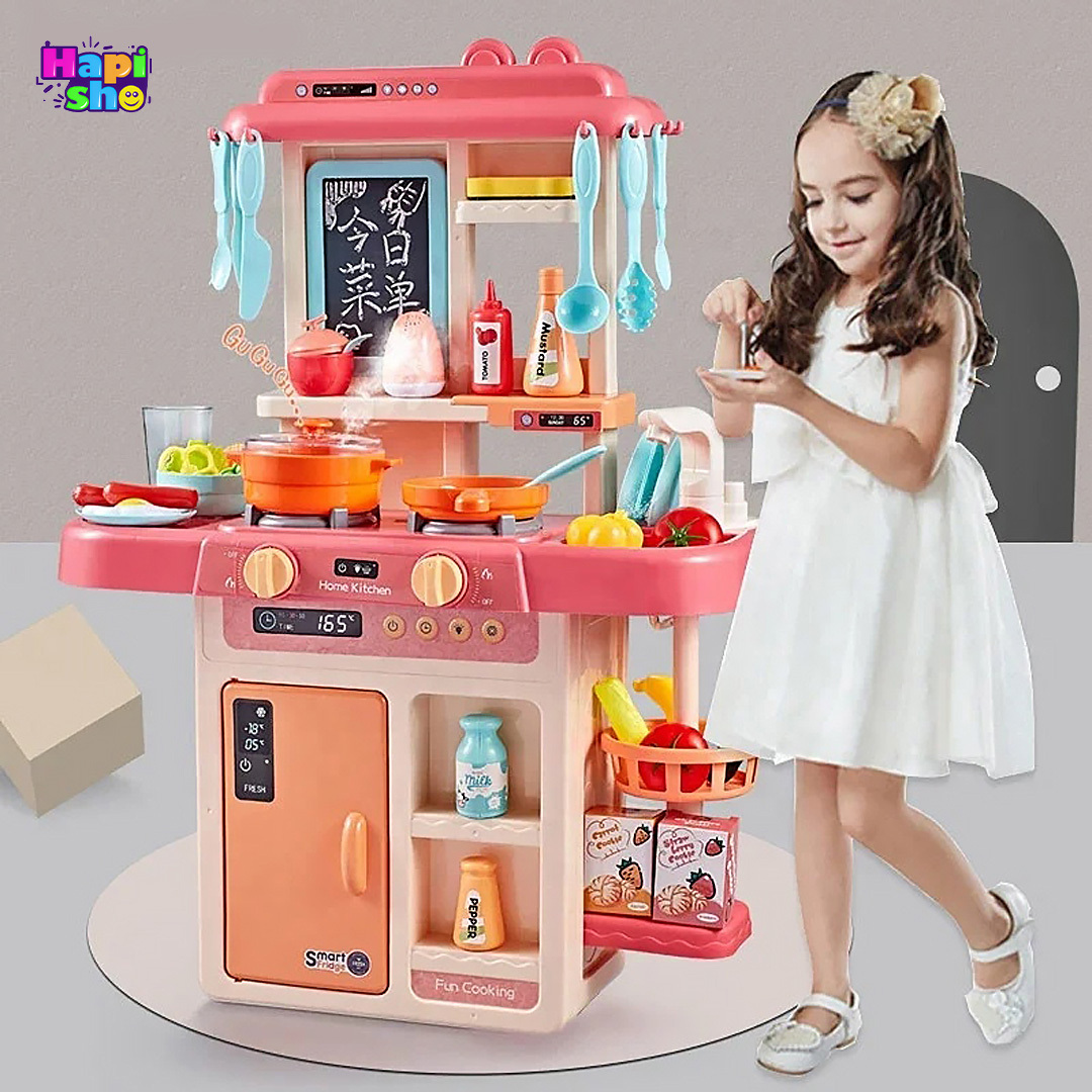  آشپزخانه اسباب‌بازی با سینک پمپ دار و اجاق بخار کن SPRAYING KITCHEN–اسباب بازی 