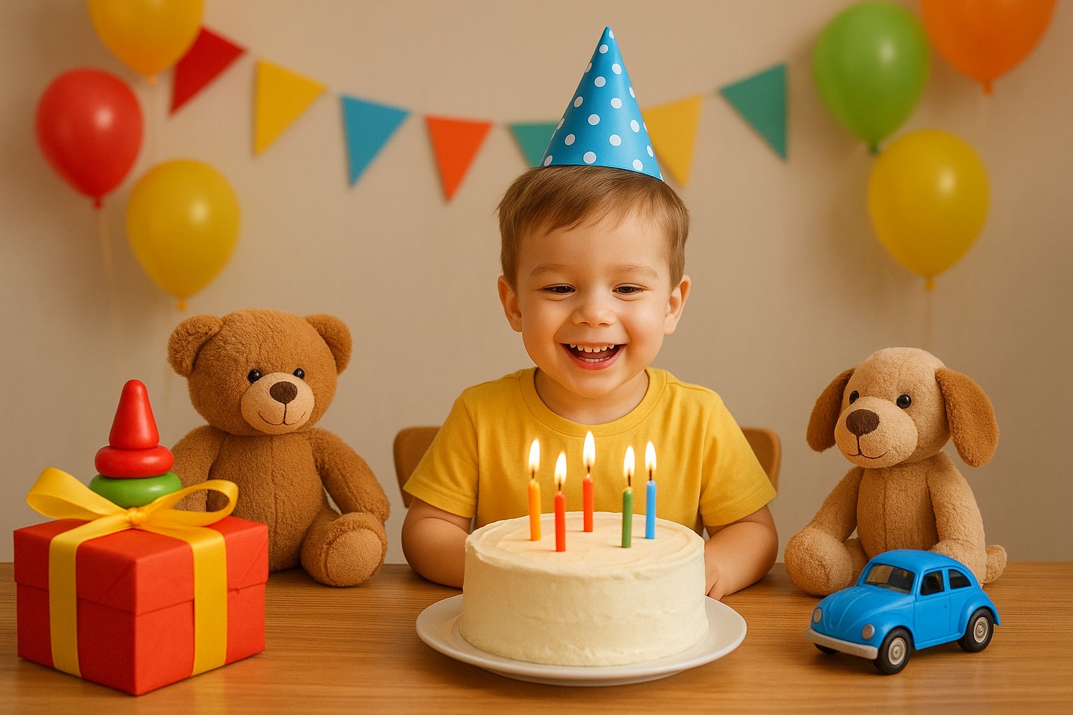 جشن تولد کودک با اسباب‌بازی‌های هدیه و شادی کودک