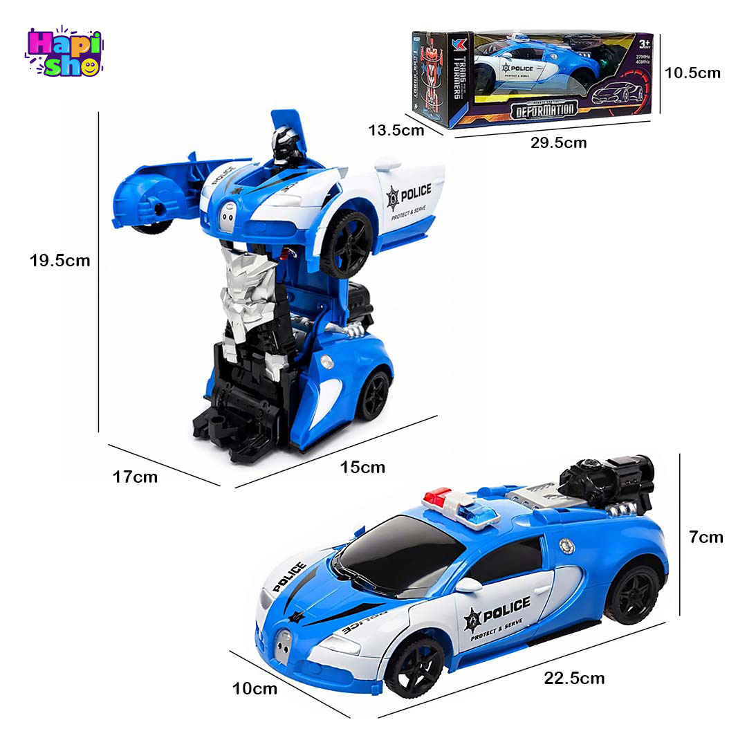 ابعاد و اندازه ماشین کنترلی پلیس دودزا با قابلیت تبدیل به ربات مدل CAR ROBOT