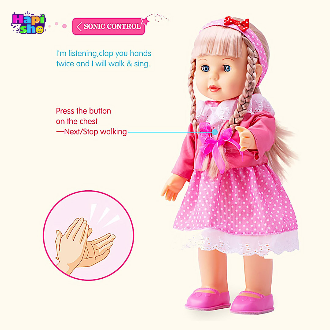  قیمت عروسک دخترانه راه‌رونده سخنگو با واکنش به کف زدن Belinda Walking Doll–اسباب بازی 