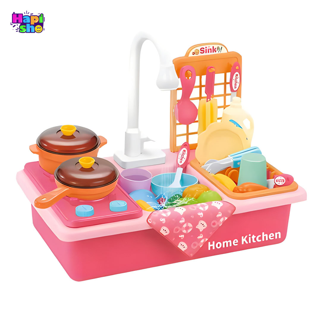 اسباب بازی سینک ظرفشویی پمپ دار با گاز مدل Little Chef Play Series