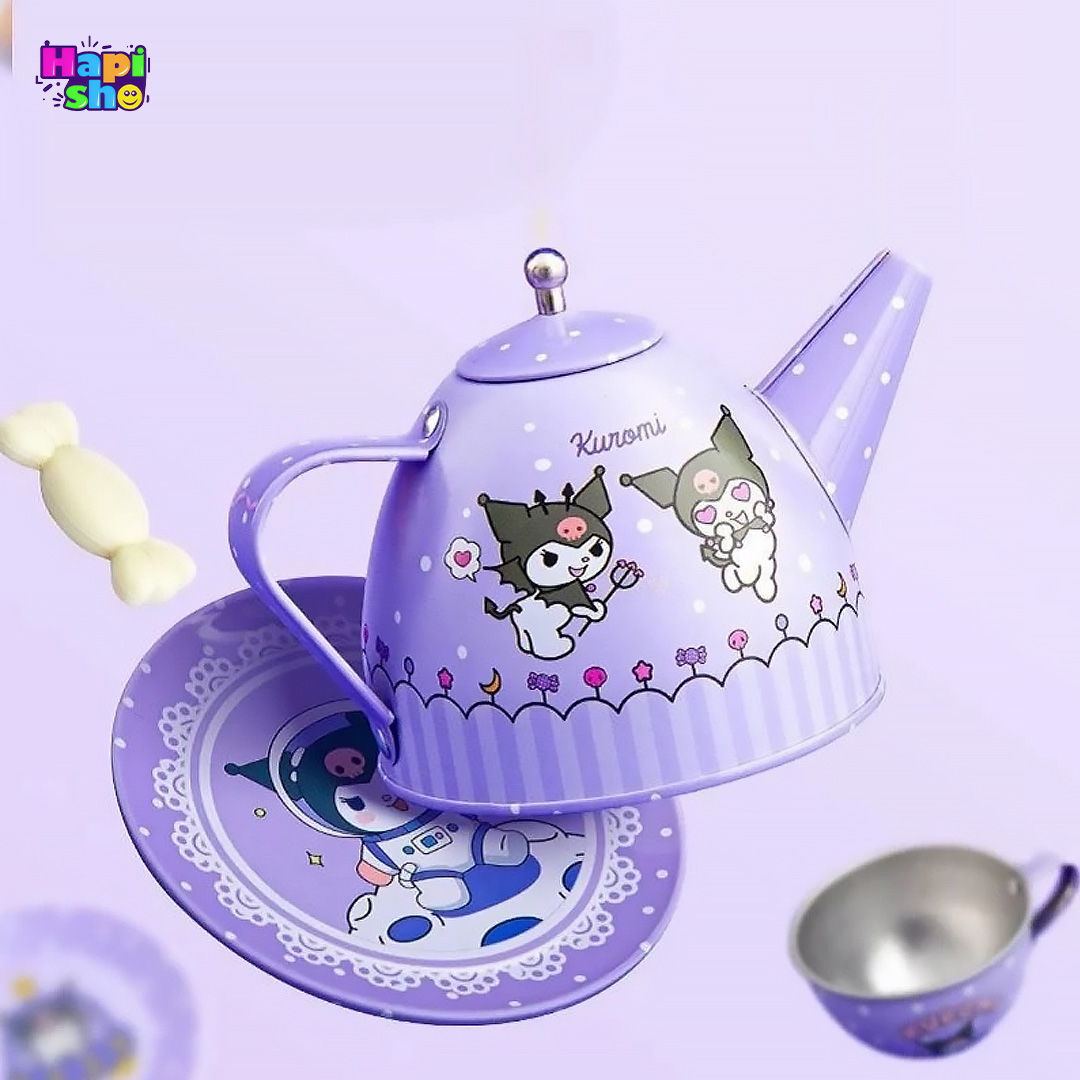  قیمت ست چایخوری فلزی اسباب بازی ۱۶ تکه کیف‌دار طرح کرومی CUTIE KUROMI 
