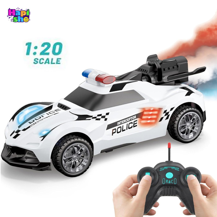 ماشین کنترلی دودزا شارژی پلیس با چراغ الایدی مدل STUNT SPARY CAR–اسباب بازی