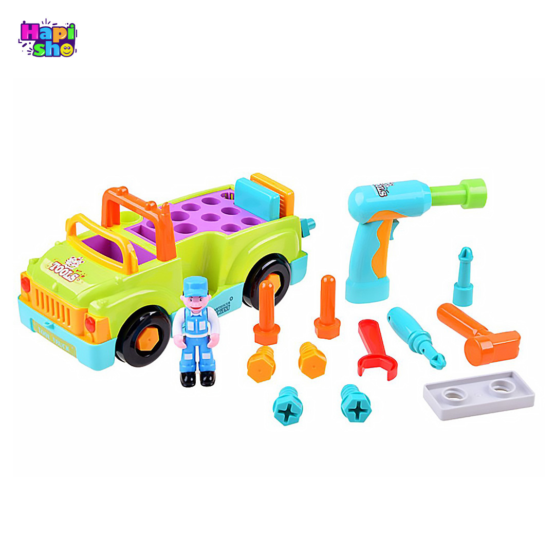 تمامی وسایل و ابزارهای اسباب بازی ماشین ابزار هولی تویز موزیکال مدل Hola Toys 6109