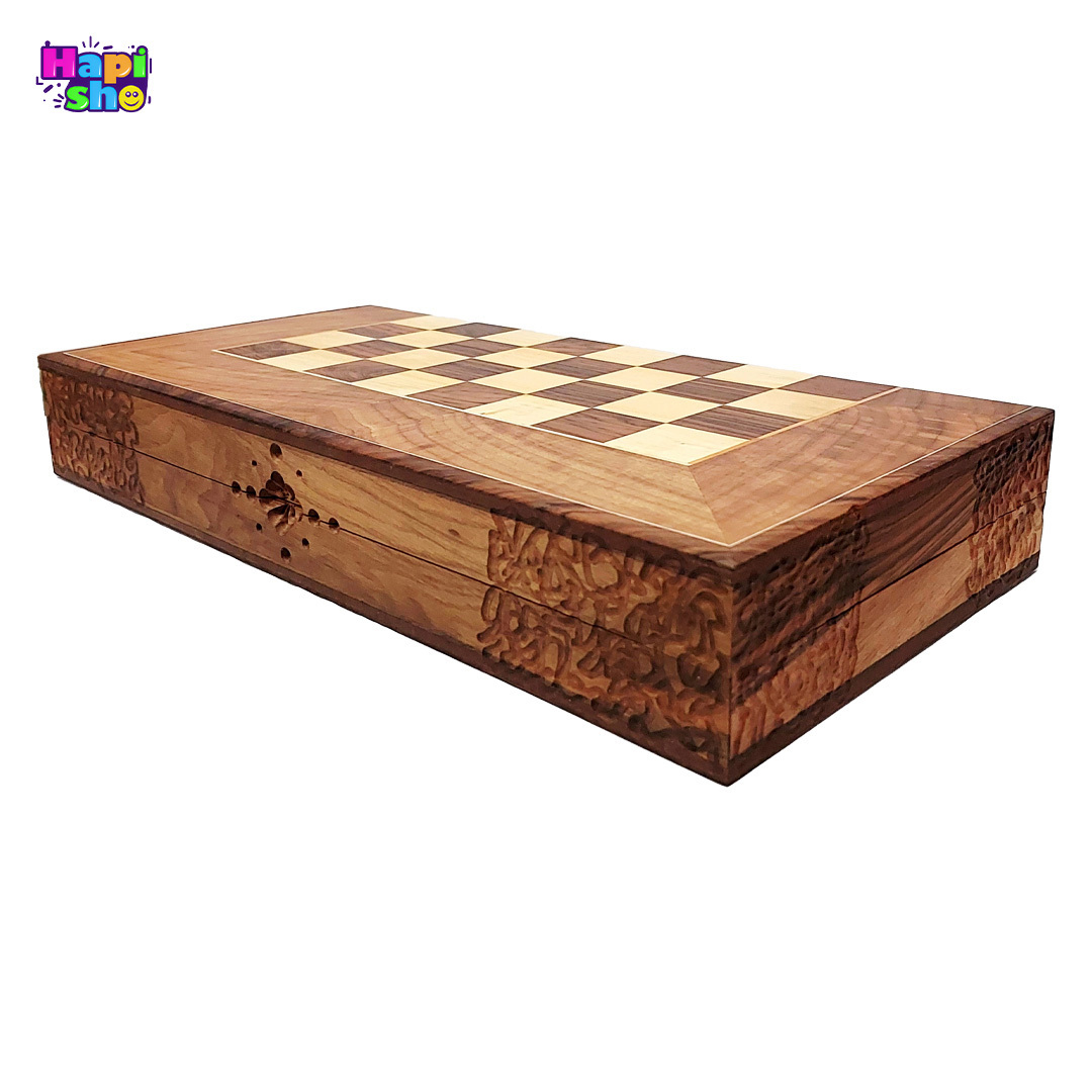 منبت کاری دور تخته نرد چوب گردو با منبت کاری و معرق ستاره 50 سانتی کد 480