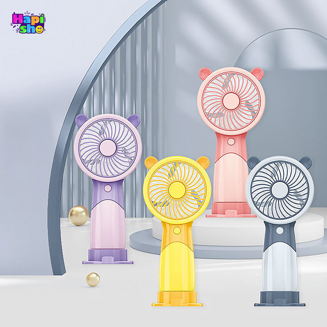  پنکه دستی فانتزی شارژی با پایه و 3 حالت دور فن DESKTOP & HANDELD FAN–اکسسوری کودک 