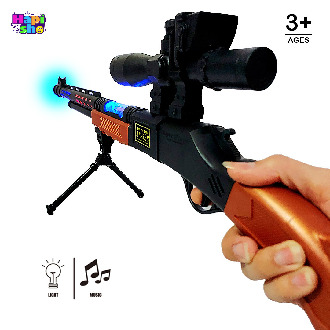  قیمت تفنگ موزیکال چراغدار بزرگ با لوله متحرک و پایه مدل اسنایپر SNIPER GUN–اسباب بازی 