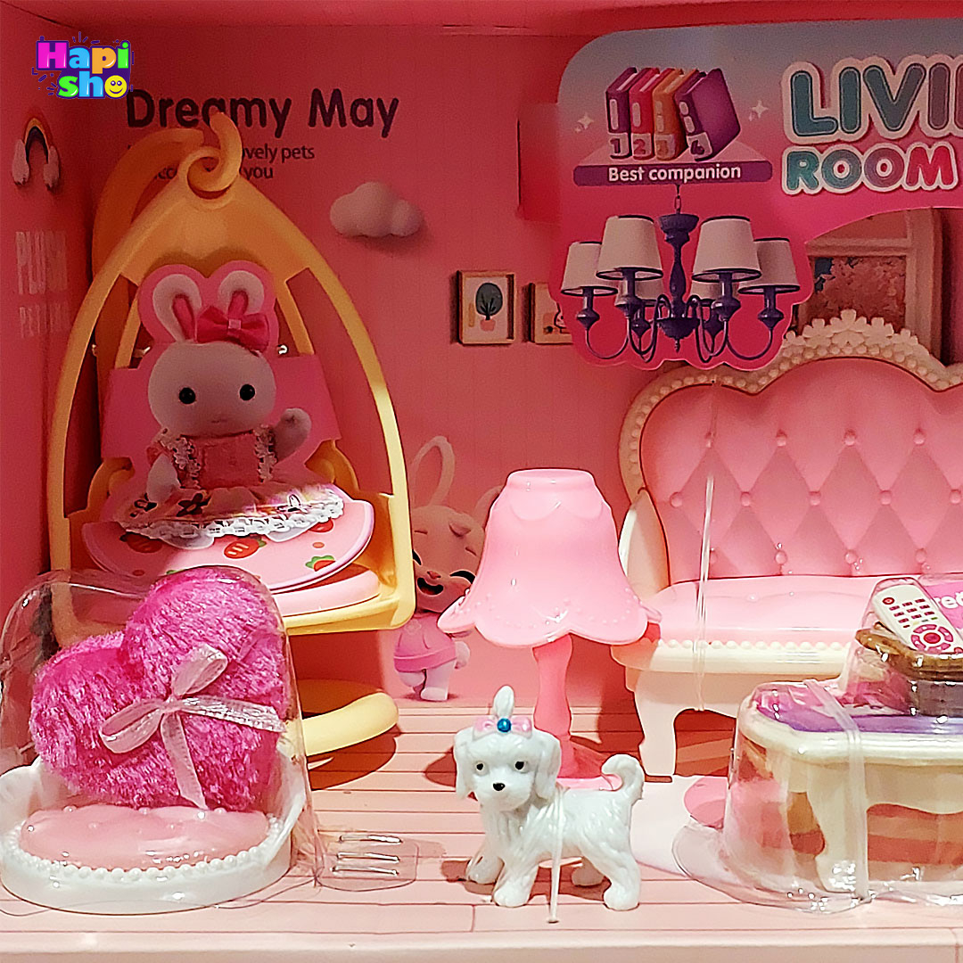  جزییات از تاب اسباب بازی خانه عروسکی خرگوش مدل اتاق نشیمن با وسایل Living Room 