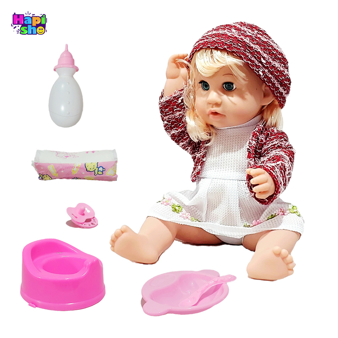  اقلام همراه عروسک جیش‌کن سخنگو بیبی توبی با وسایل کامل Baby Toby 