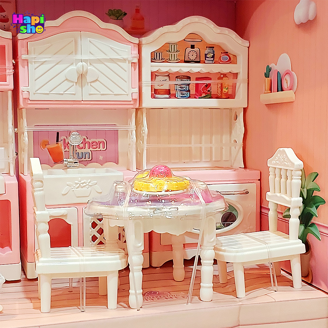جزییات صندلی و میز اسباب بازی خانه عروسکی خرگوش مدل آشپزخانه FUN RABBIT PLAY HOUSE