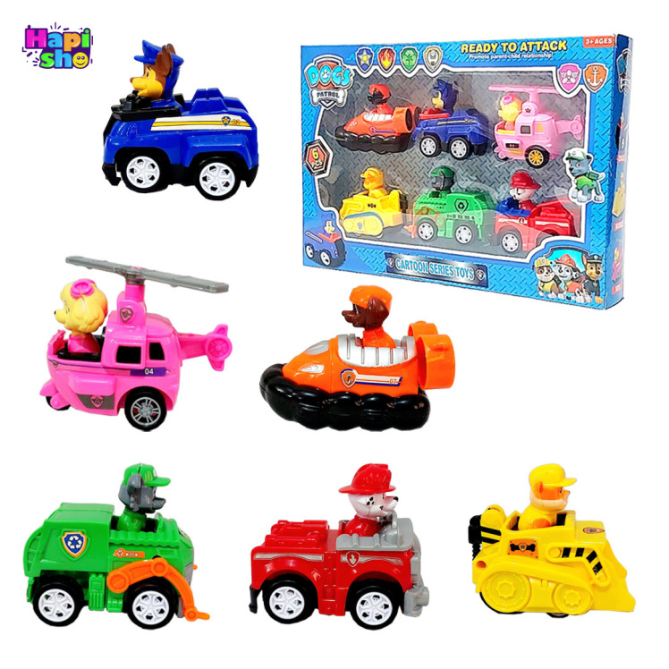 اسباب بازی سگهای نگهبان با ماشین عقب کش 6 عددی مدل DOGS PATROL–اسباب بازی