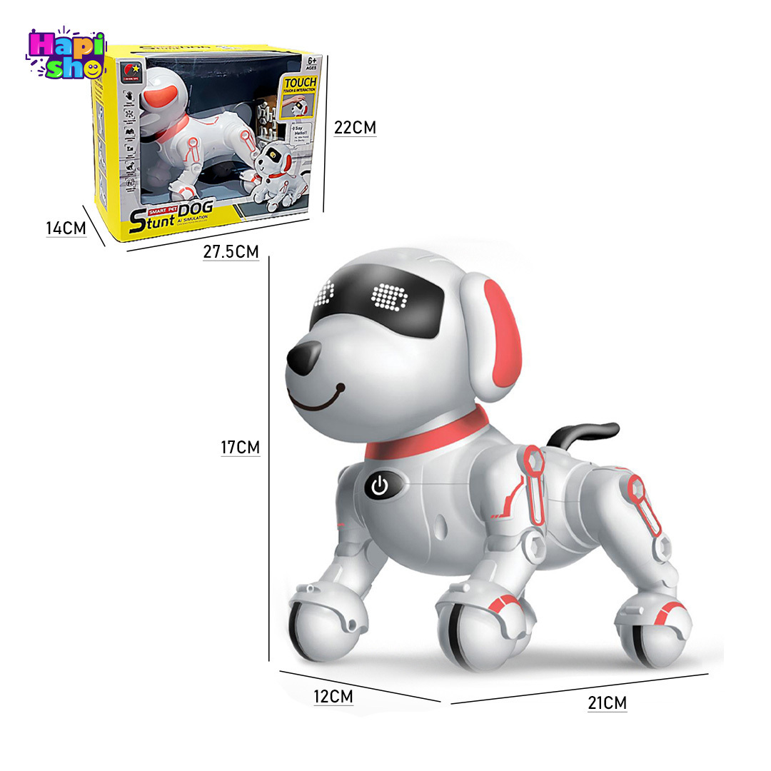  ابعاد و اندازه ربات سگ هوشمند سخنگو کنترلی با سنسور و چراغ مدل STUNT DOG–اسباب بازی 
