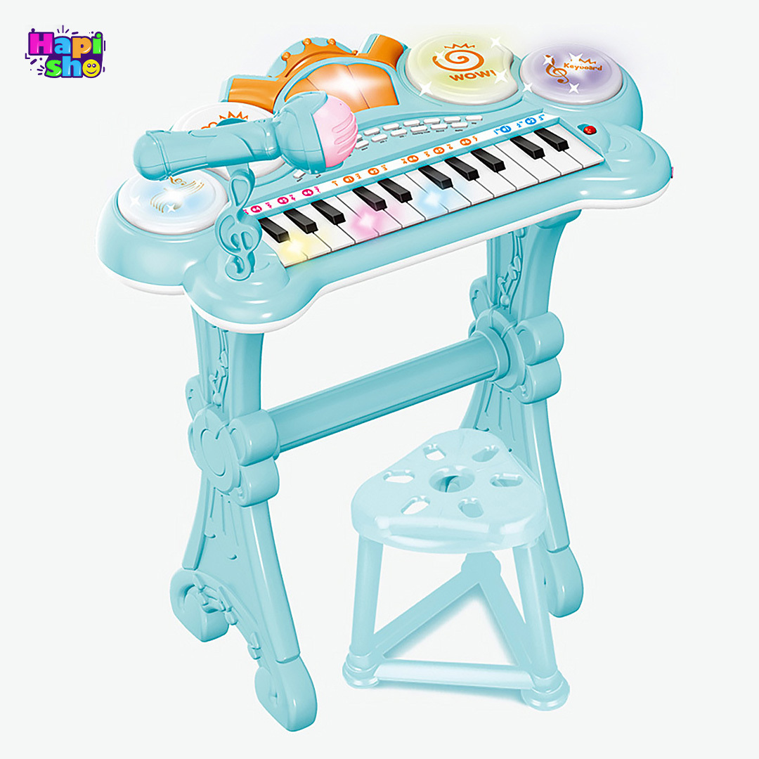  خرید ارگ اسباب بازی میکروفون دار با پایه و صندلی مدل Funny Musical–اسباب بازی 