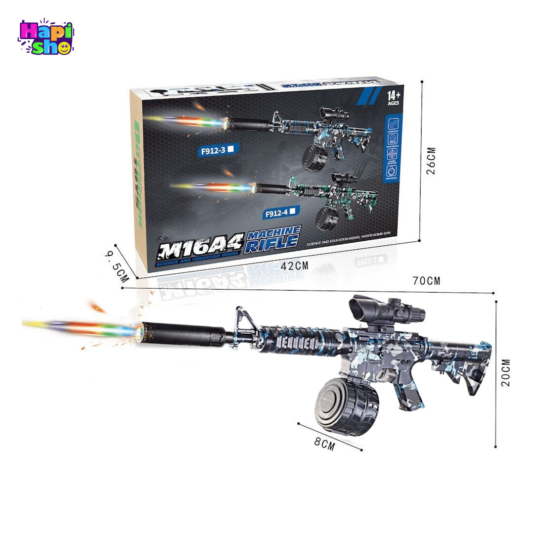  قیمت تفنگ تیر ژله ای شارژی بزرگ رگبار با سر چراغ دار مدل MASHINE RIFLE M16–اسباب بازی 