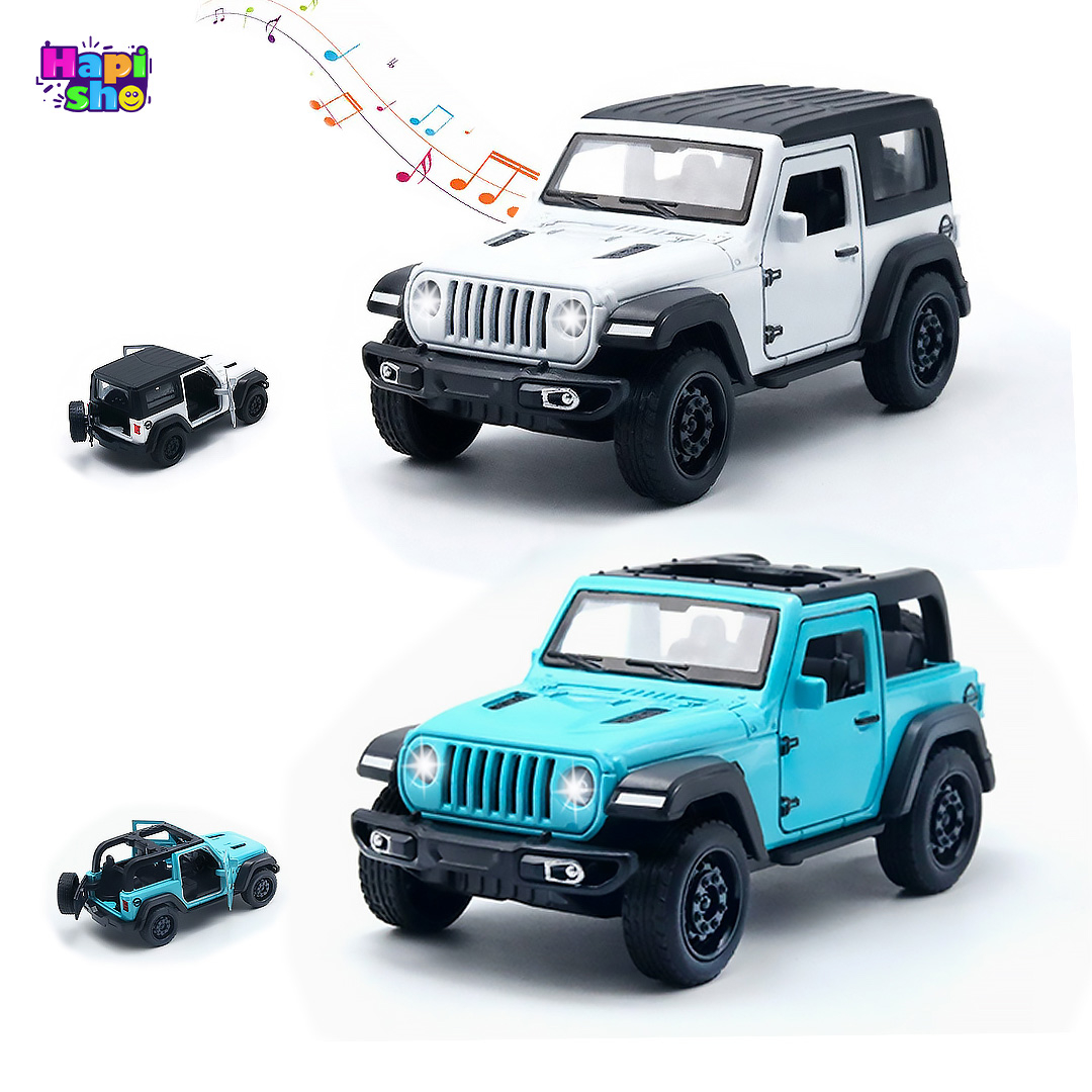  ماشین عقب کش فلزی طرح جیپ موزیکال چراغ‌دار METAL SCALE MODEL 