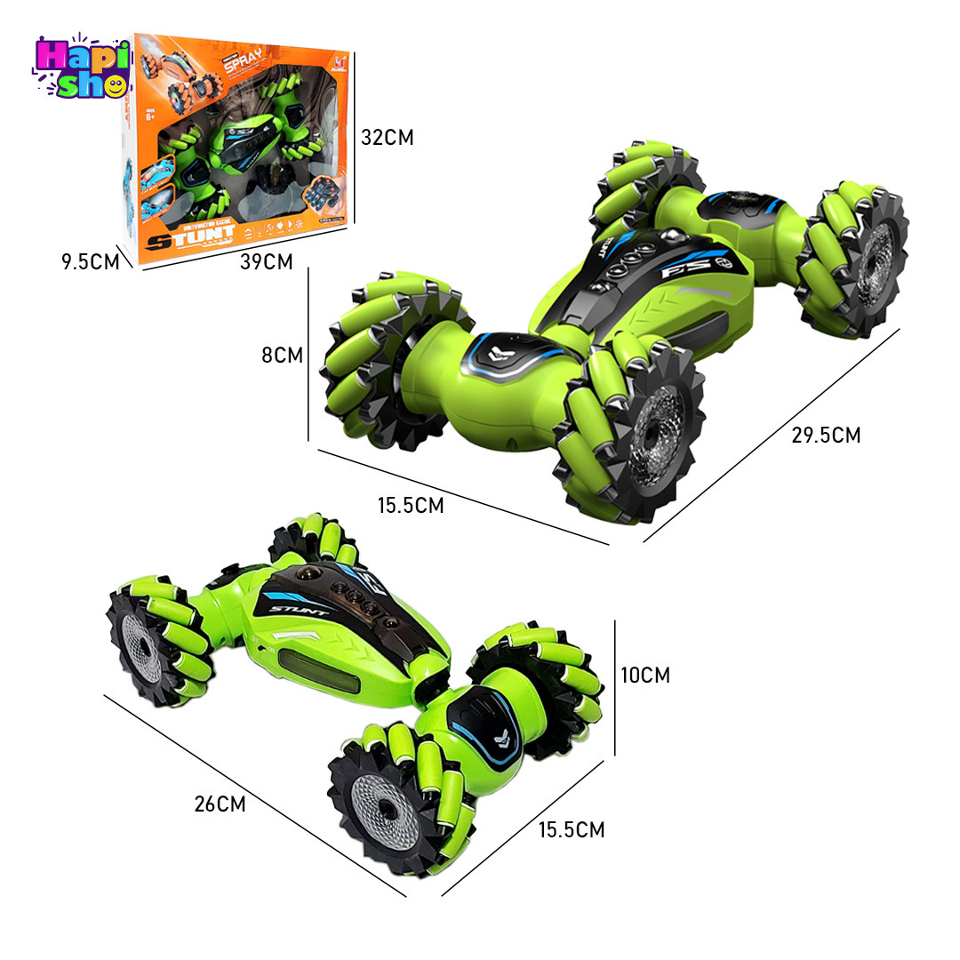  ابعاد و اندازه ماشین کنترلی کرمی دودزا کمرشکن با ریموت جدید و باتری شارژی MULTIFUNCTION STUNT–اسباب بازی 